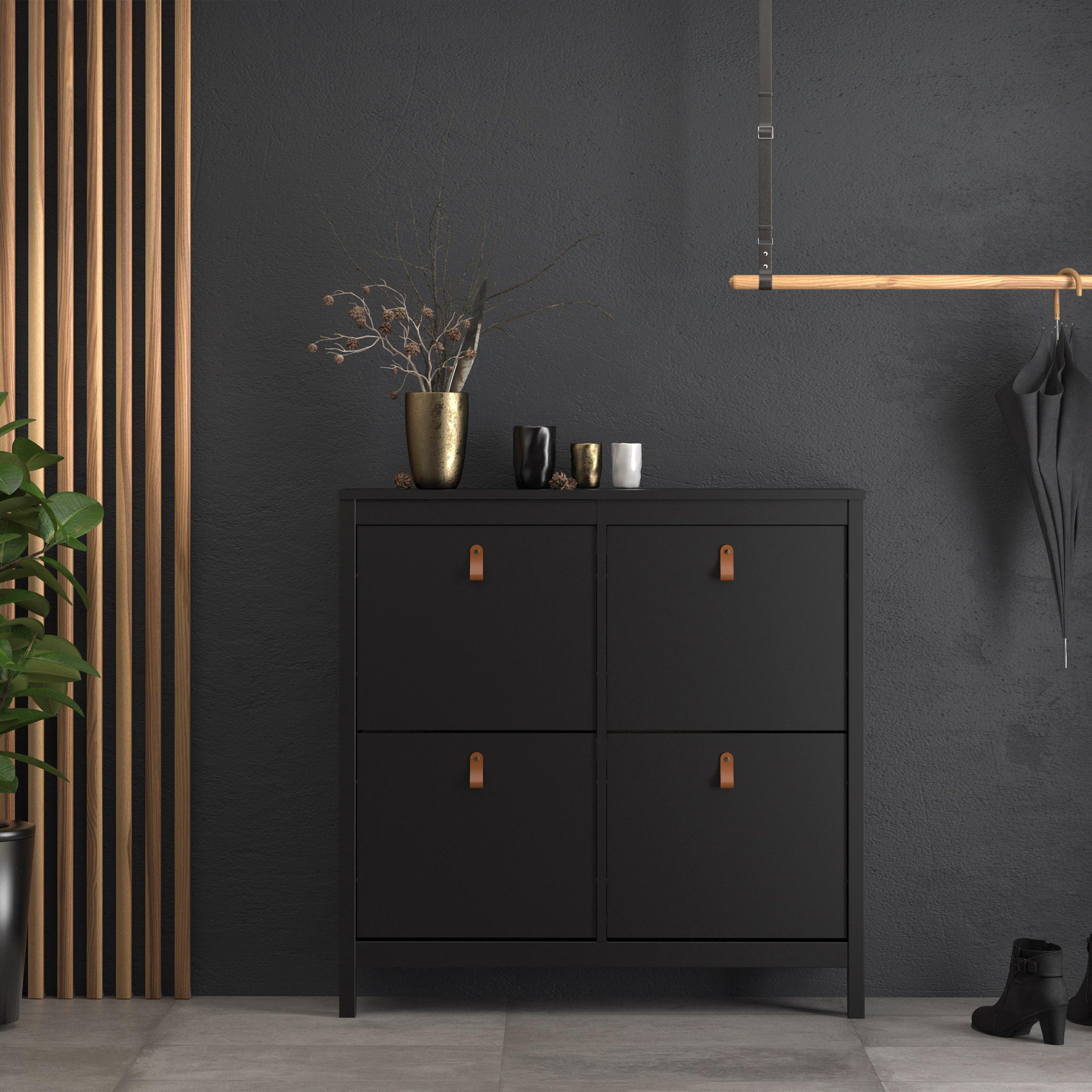 Marbella Shoe Cabinet with 4 Flip Down Doors - YANDZ HOME
