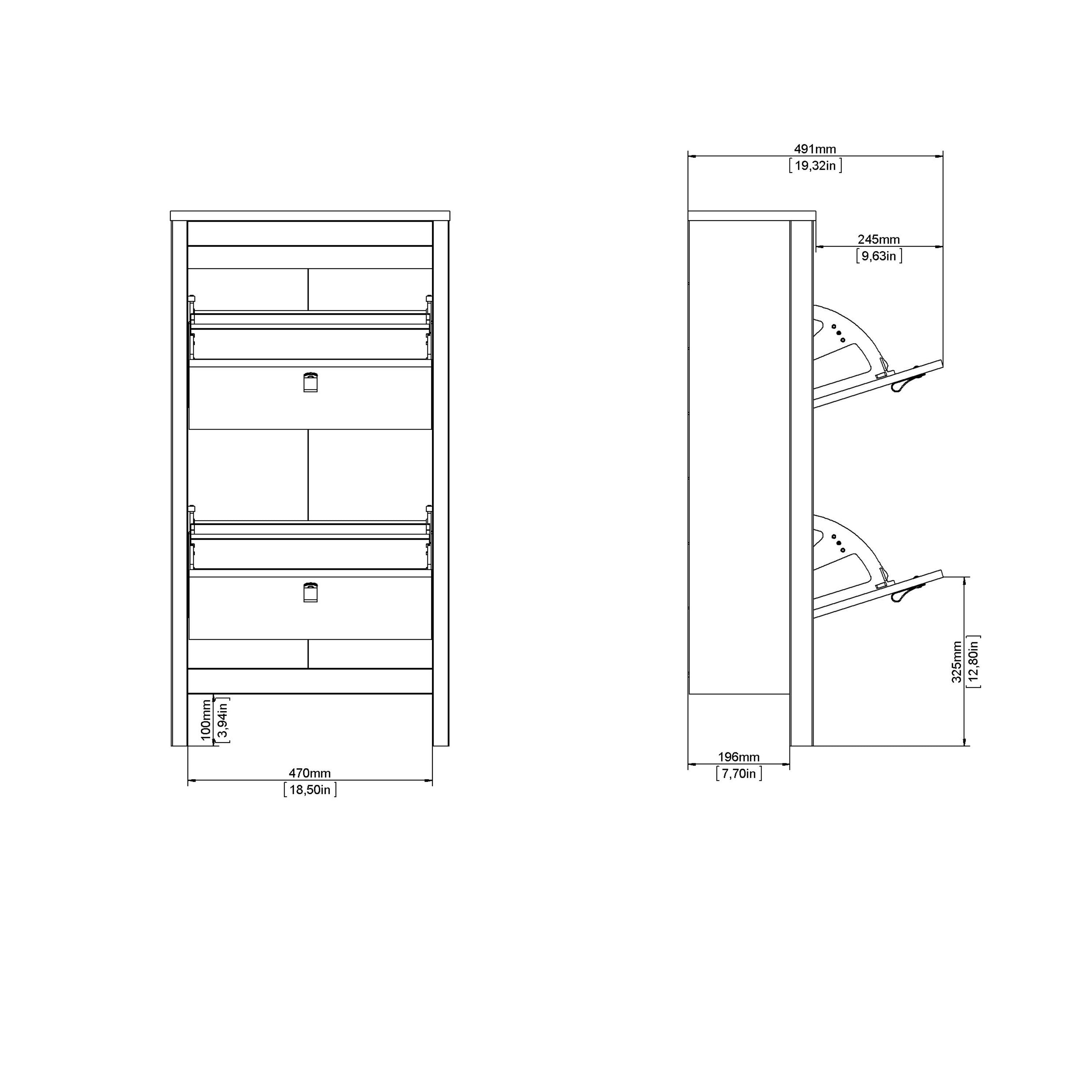 Marbella Shoe Cabinet with 2 Flip Down Doors - YANDZ HOME