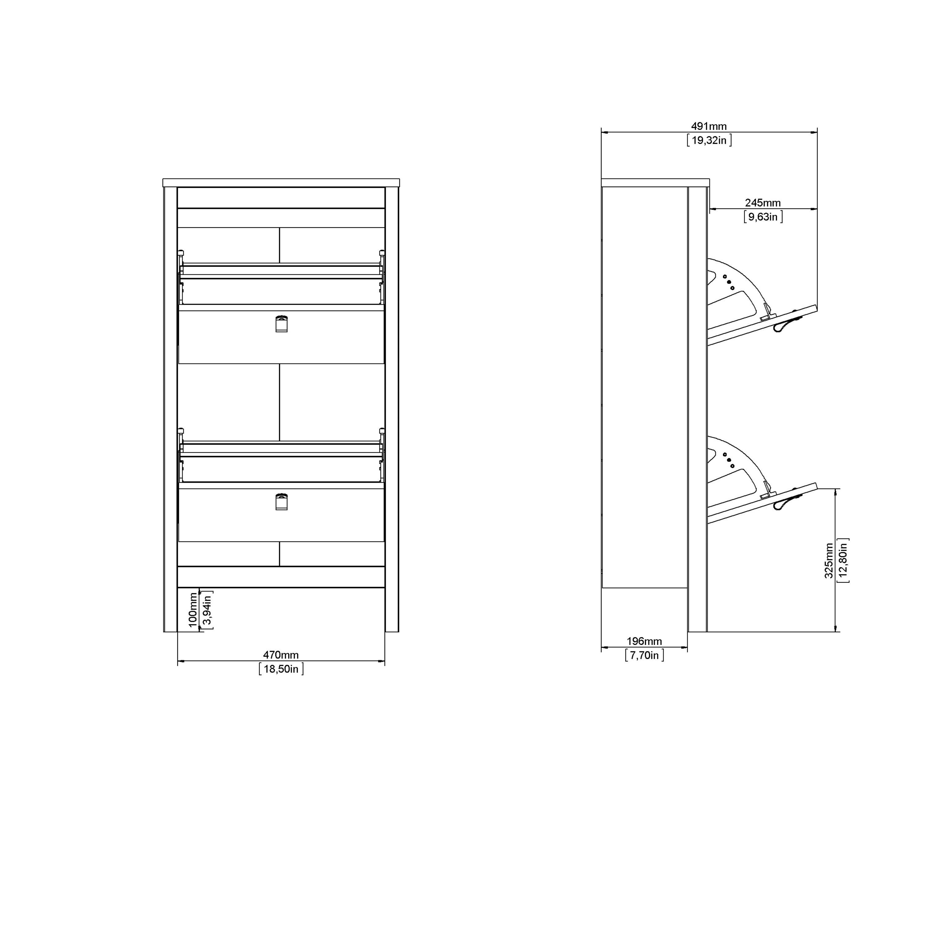 Marbella Shoe Cabinet with 2 Flip Down Doors - YANDZ HOME