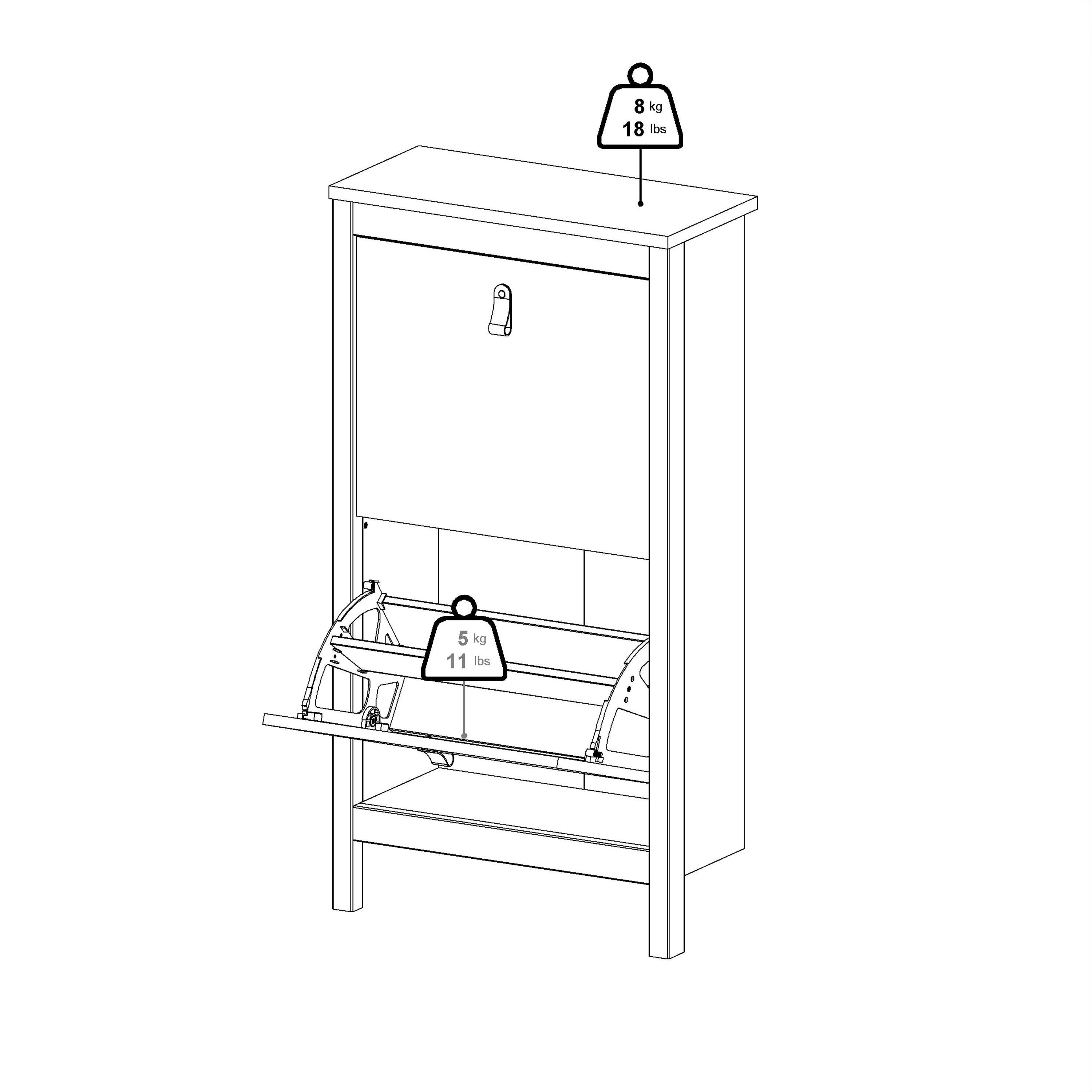 Marbella Shoe Cabinet with 2 Flip Down Doors - YANDZ HOME