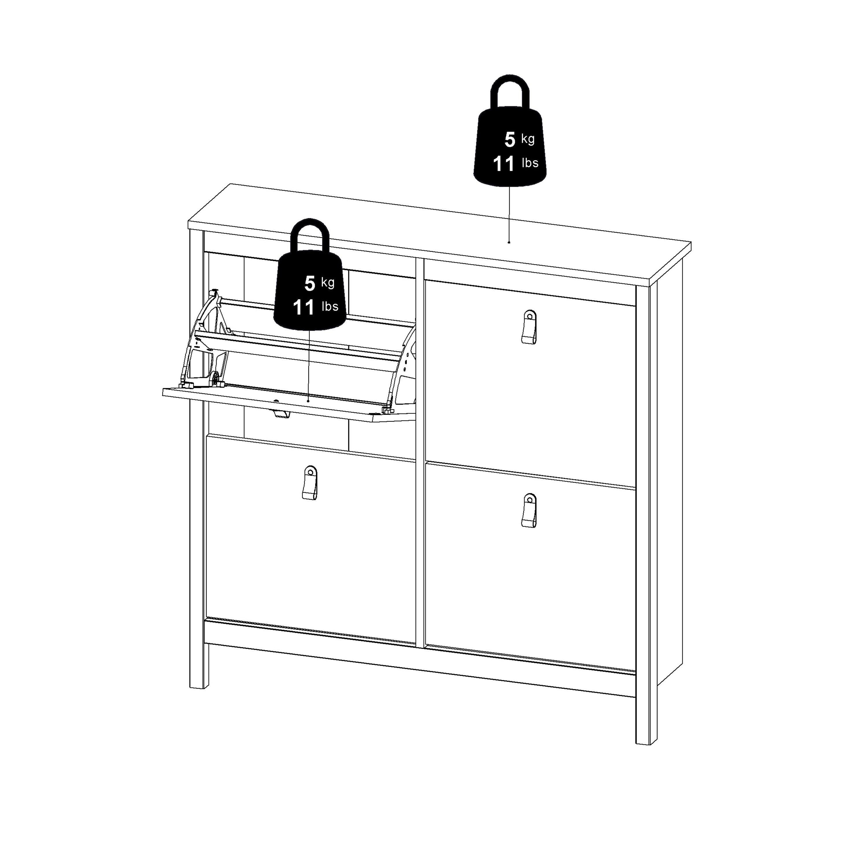 Madrid Shoe Cabinet with 4 Flip Down Doors - YANDZ HOME