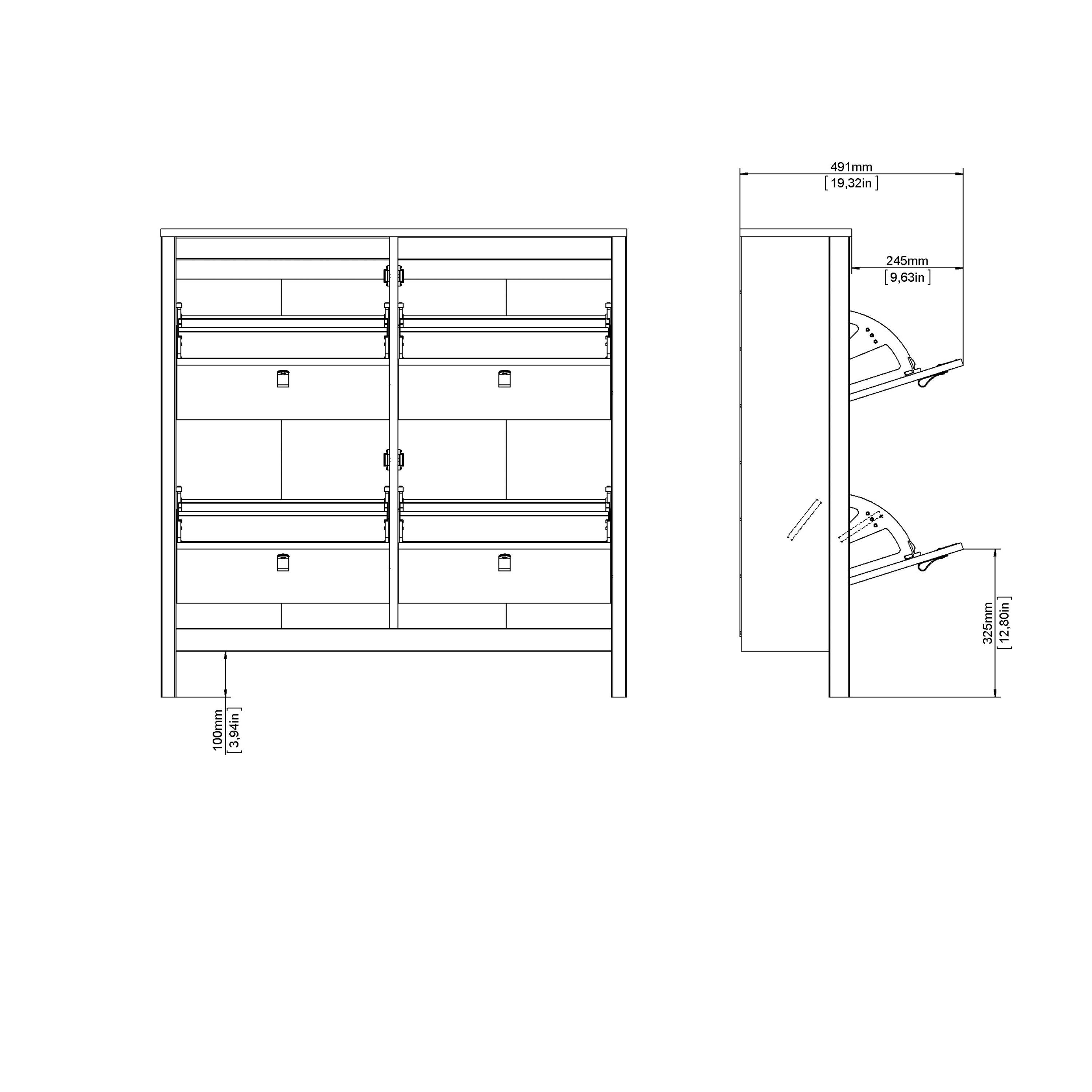 Madrid Shoe Cabinet with 4 Flip Down Doors - YANDZ HOME