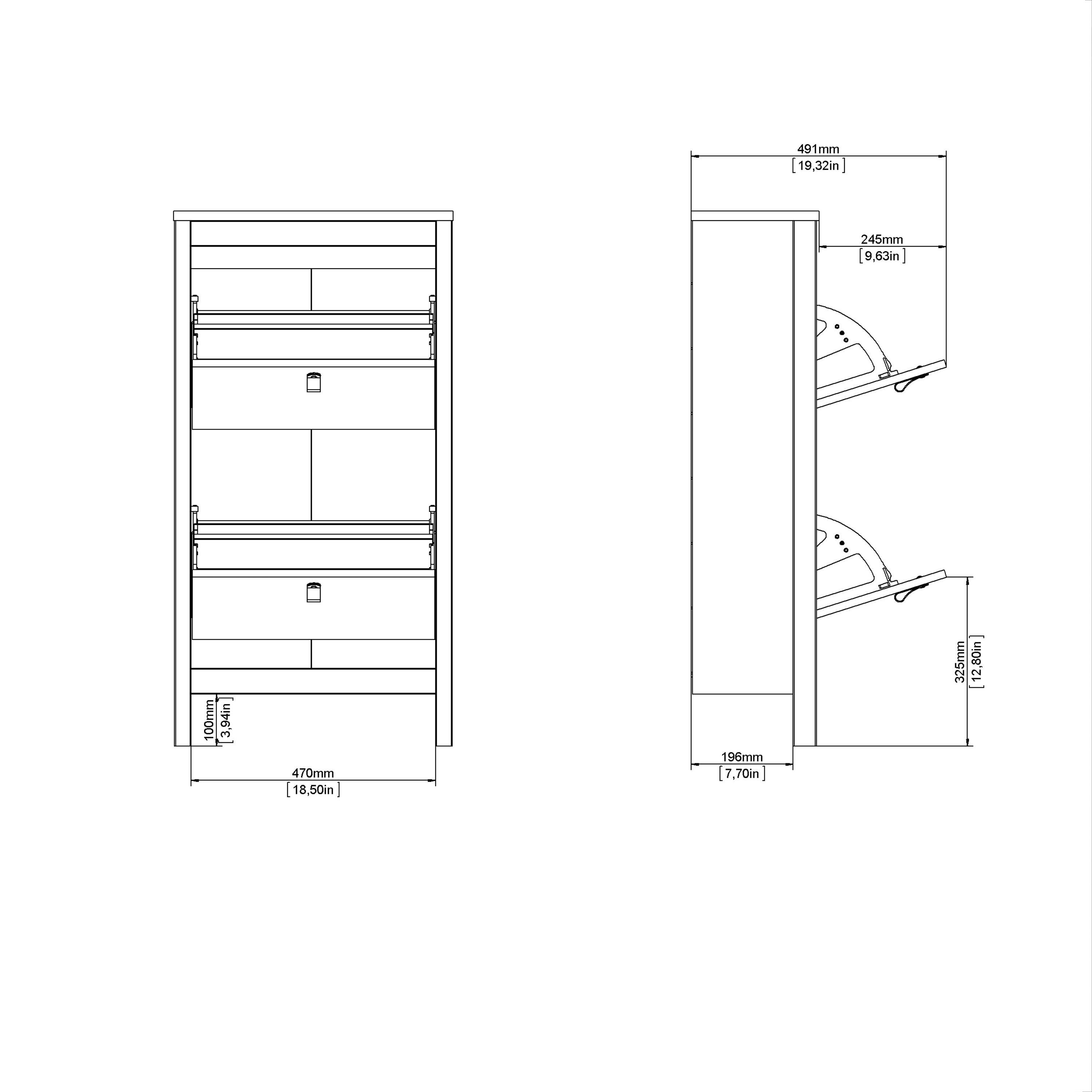 Sevilla Shoe Cabinet with 2 Flip Down Doors - YANDZ HOME