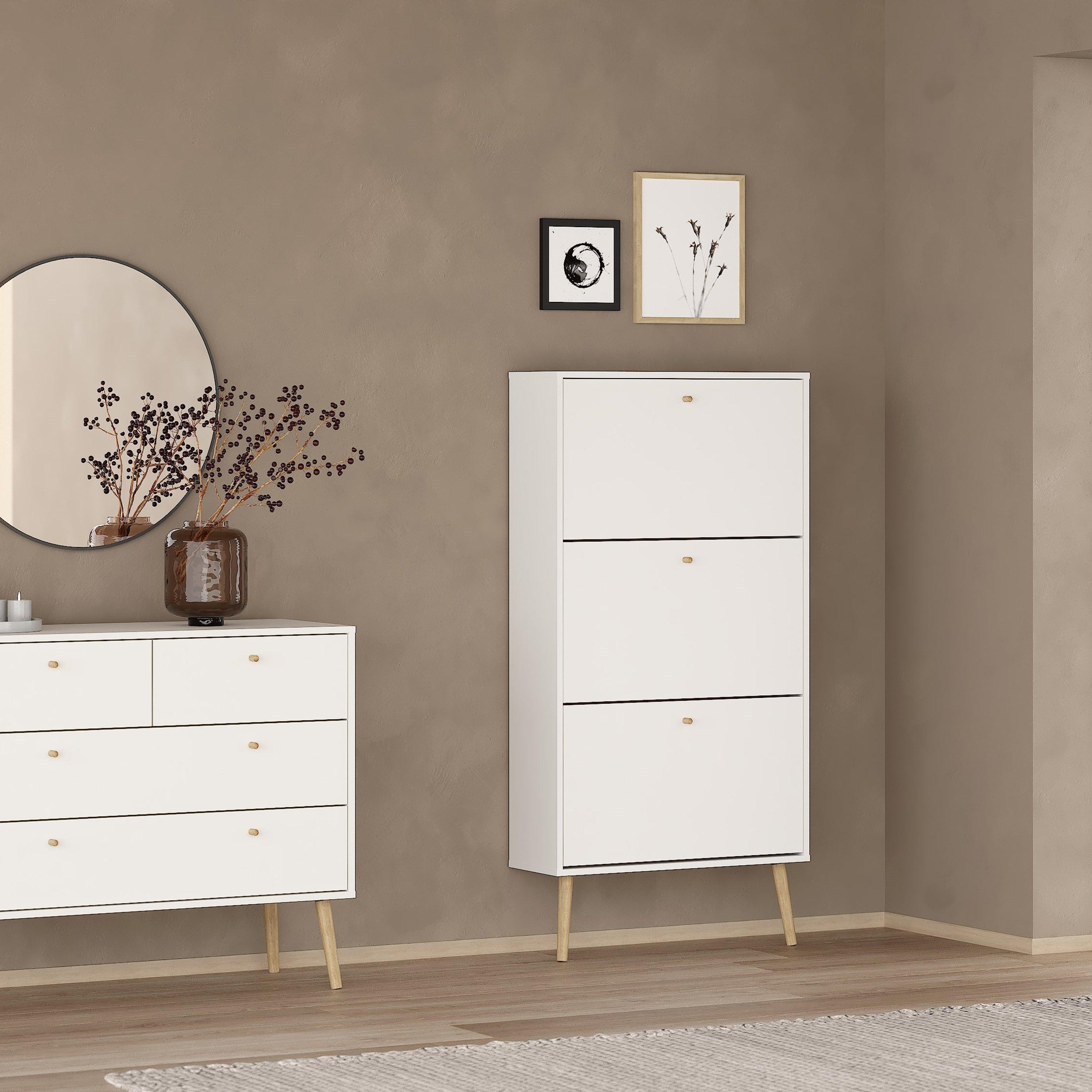 Cambry Shoe Cabinet with 3 Flip Down Doors - YANDZ HOME