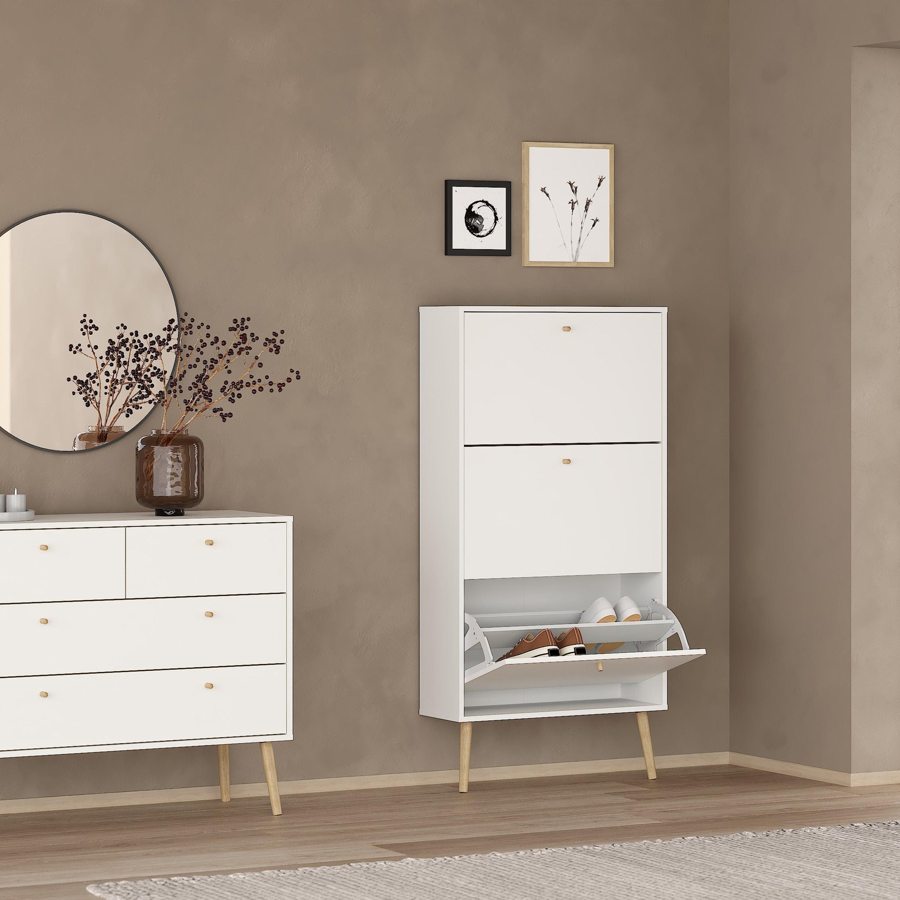 Cambry Shoe Cabinet with 3 Flip Down Doors - YANDZ HOME