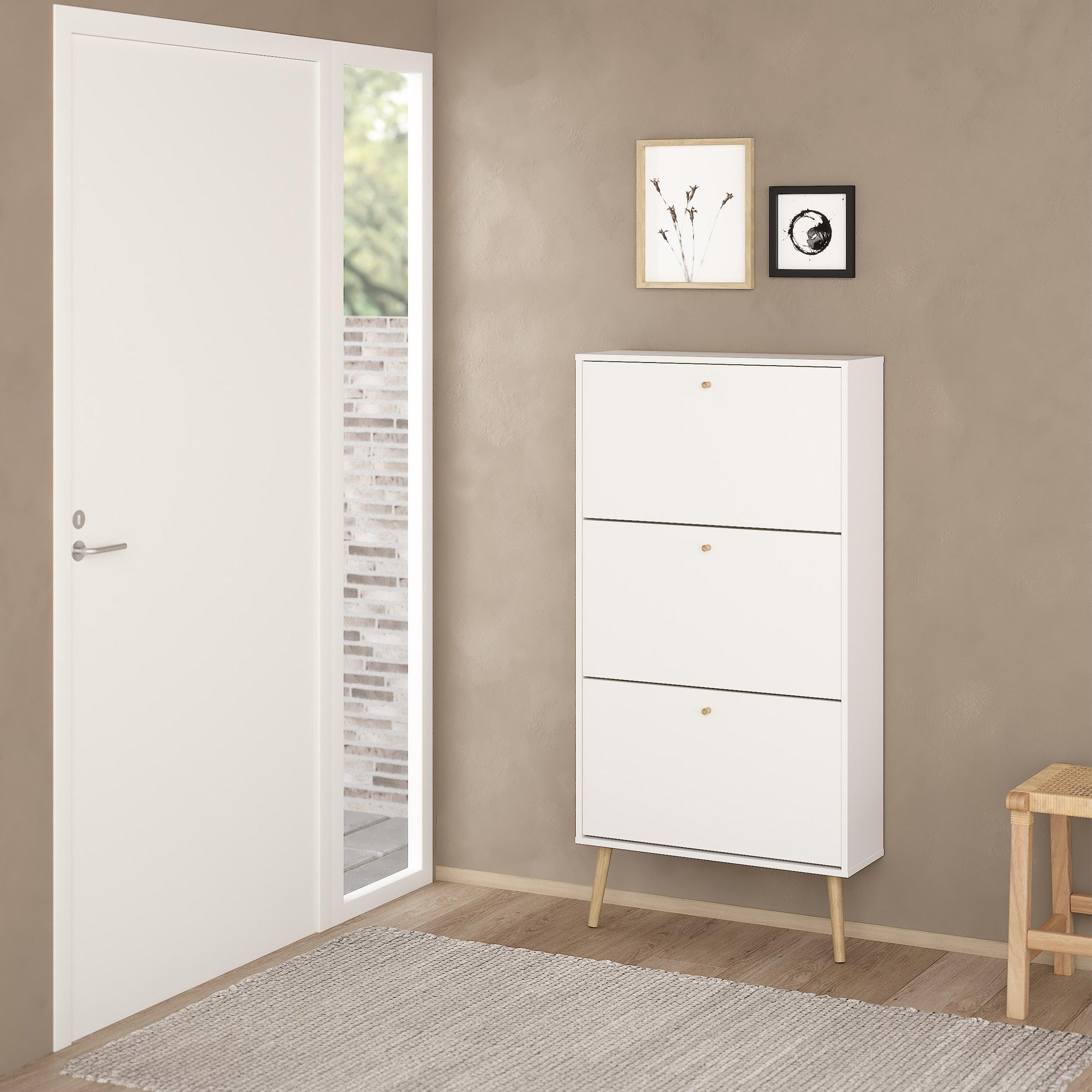 Cambry Shoe Cabinet with 3 Flip Down Doors - YANDZ HOME