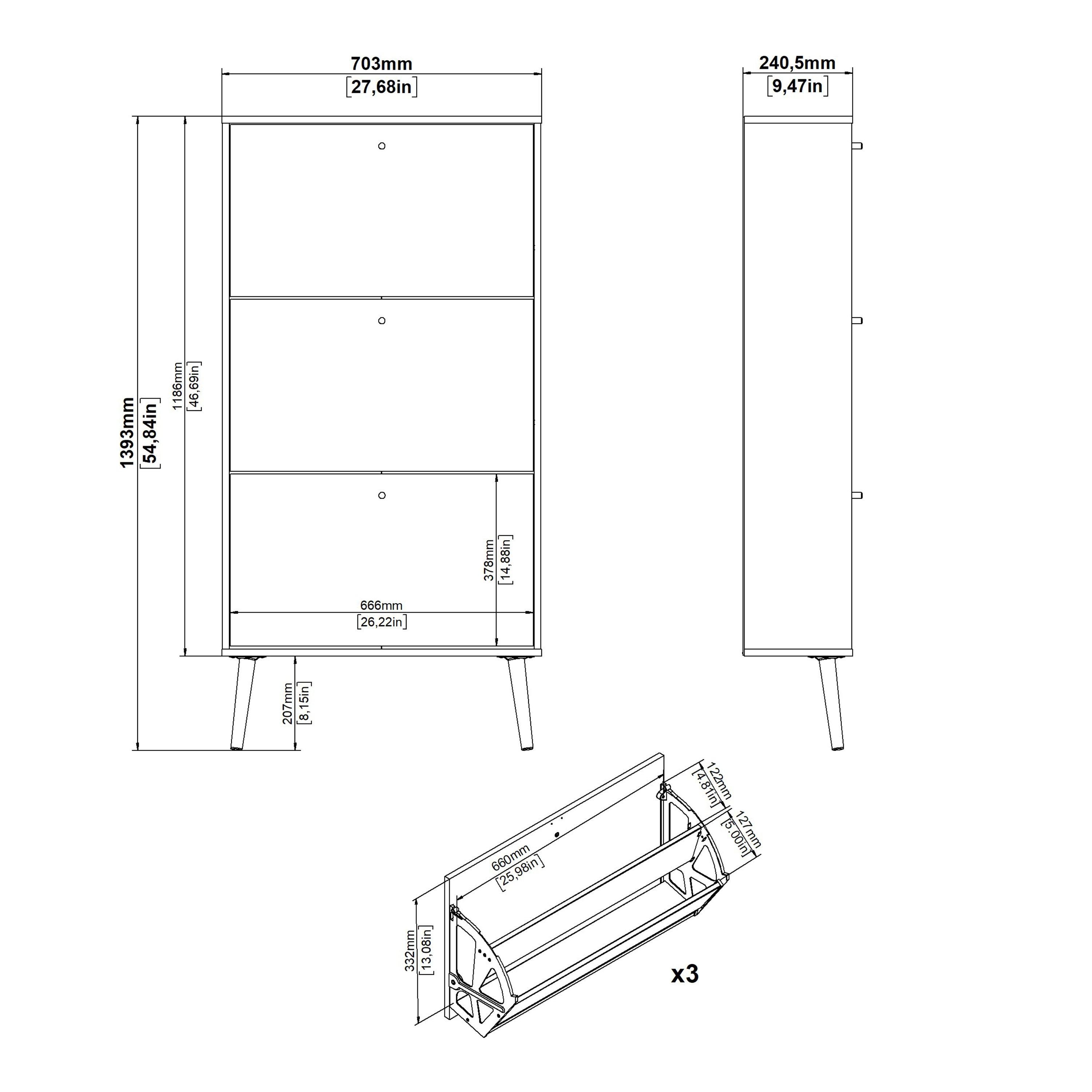Cambry Shoe Cabinet with 3 Flip Down Doors - YANDZ HOME