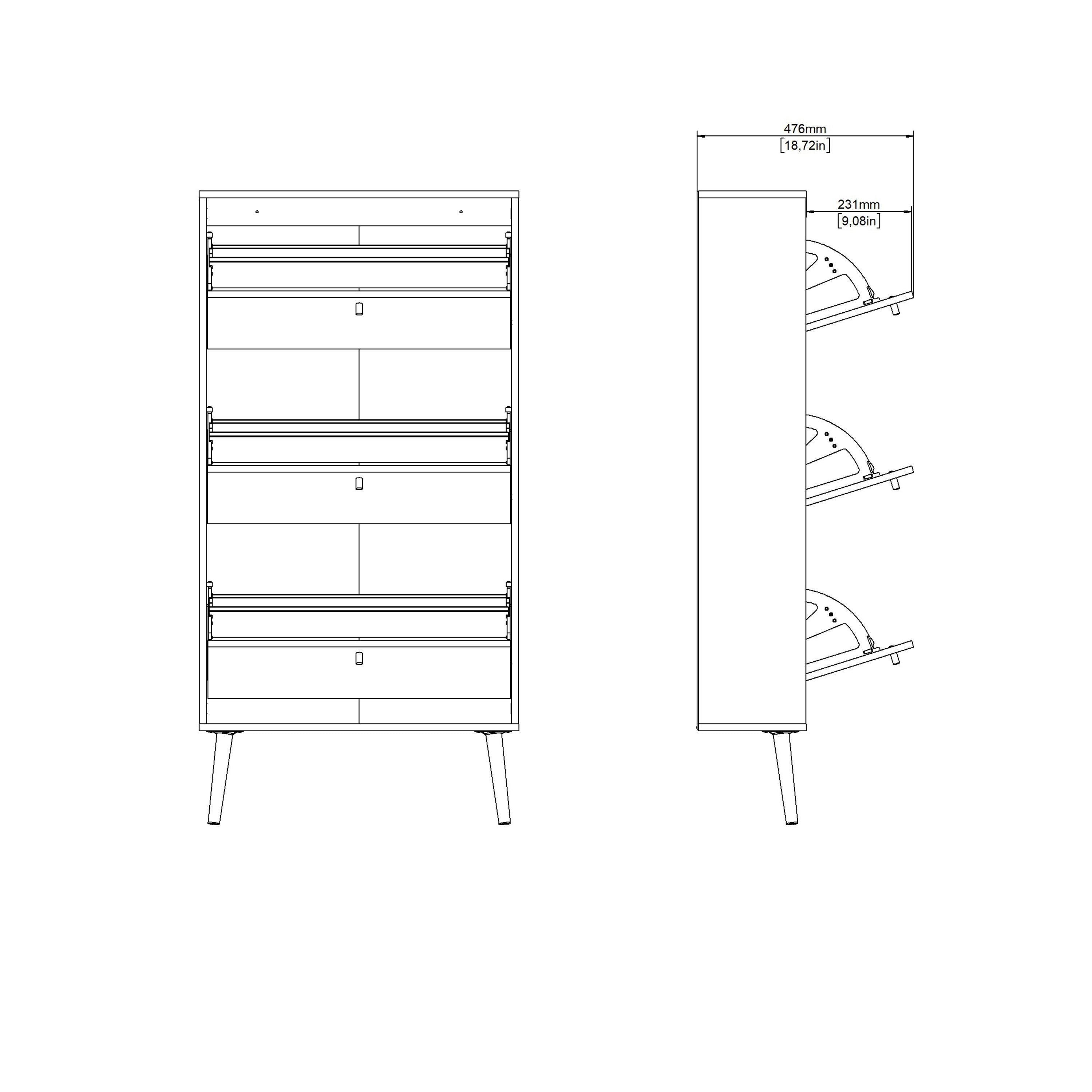 Cambry Shoe Cabinet with 3 Flip Down Doors - YANDZ HOME