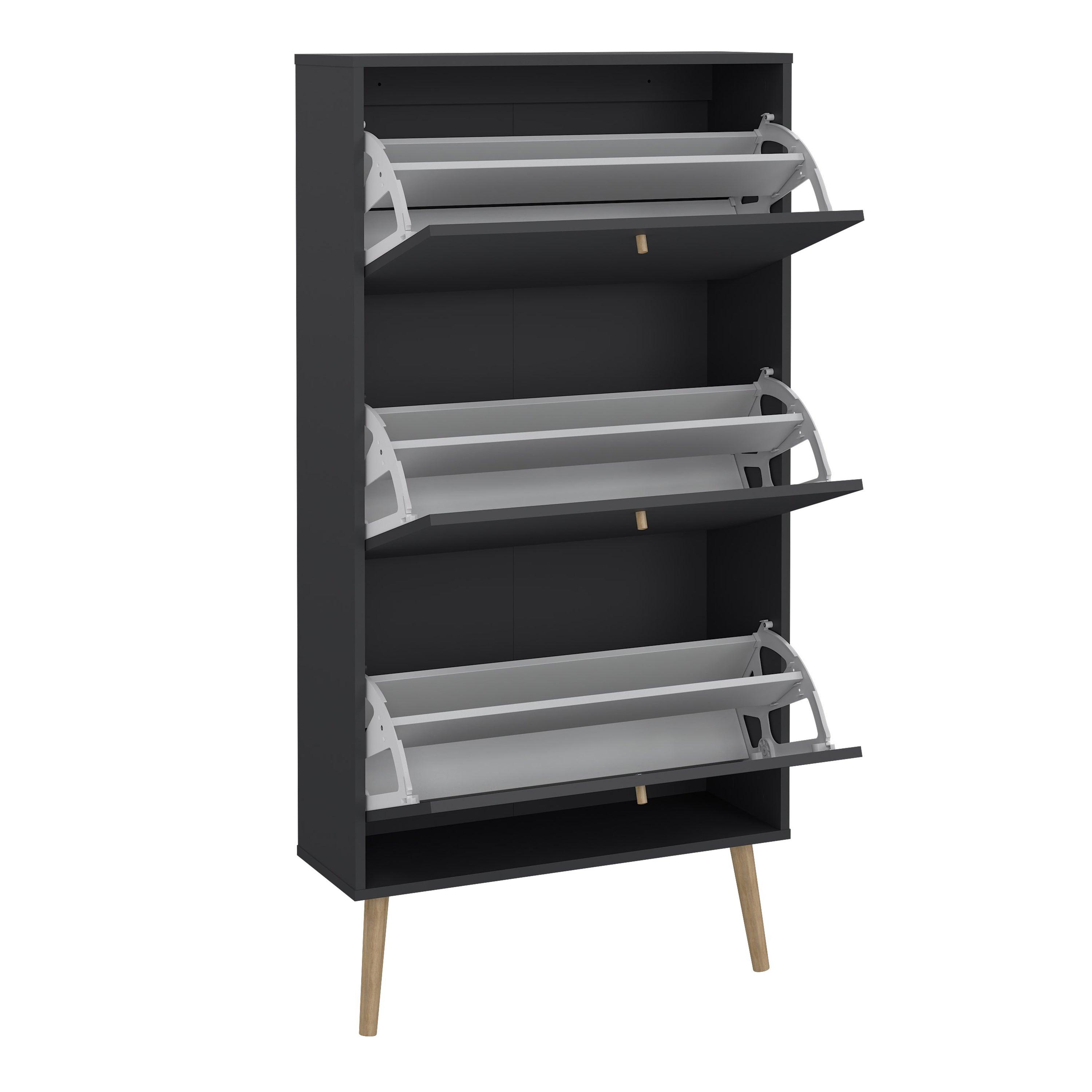 Cambry Shoe Cabinet with 3 Flip Down Doors - YANDZ HOME