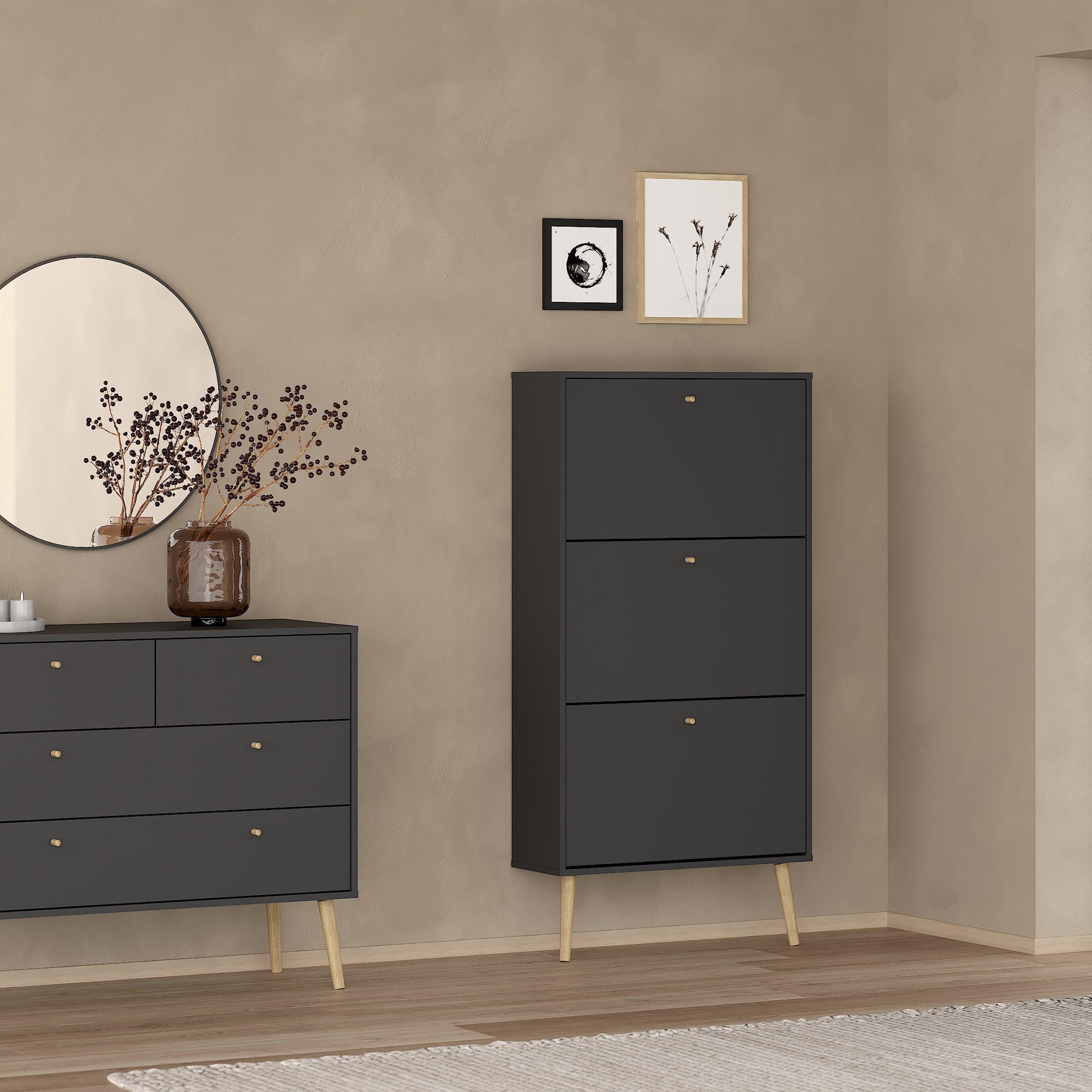 Cambry Shoe Cabinet with 3 Flip Down Doors - YANDZ HOME