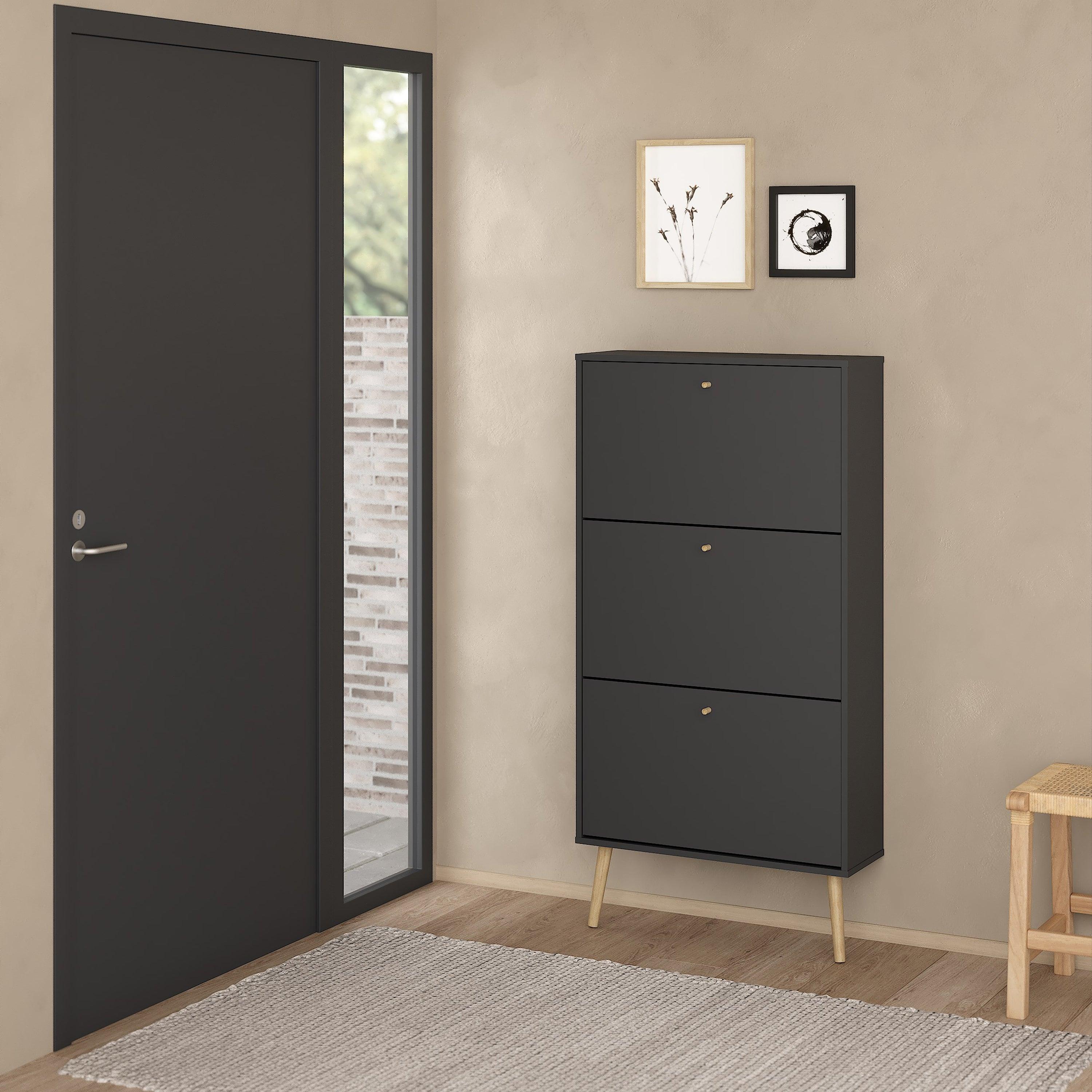 Cambry Shoe Cabinet with 3 Flip Down Doors - YANDZ HOME