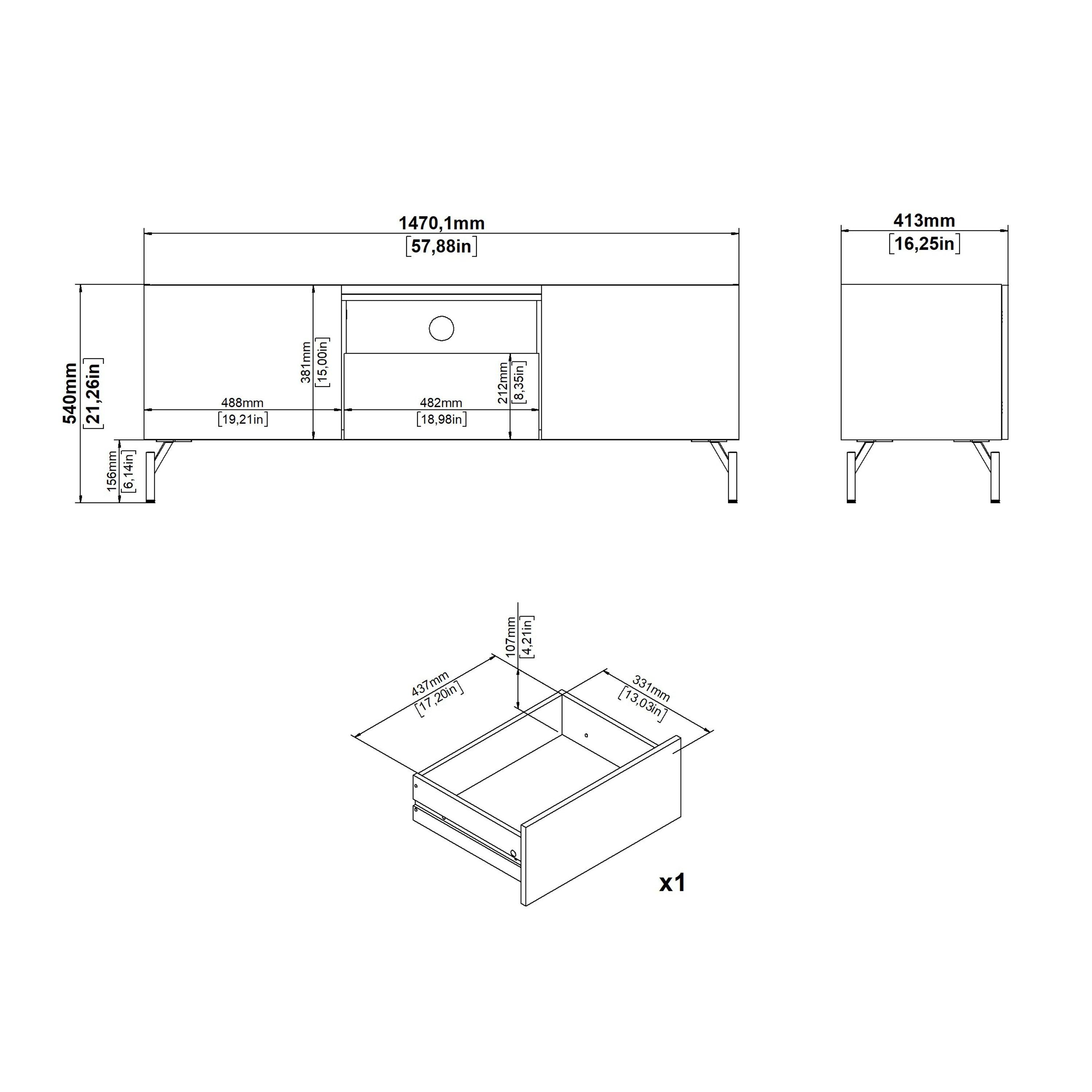 Keaton TV-Unit with 2 Doors + 1 Drawer - YANDZ HOME