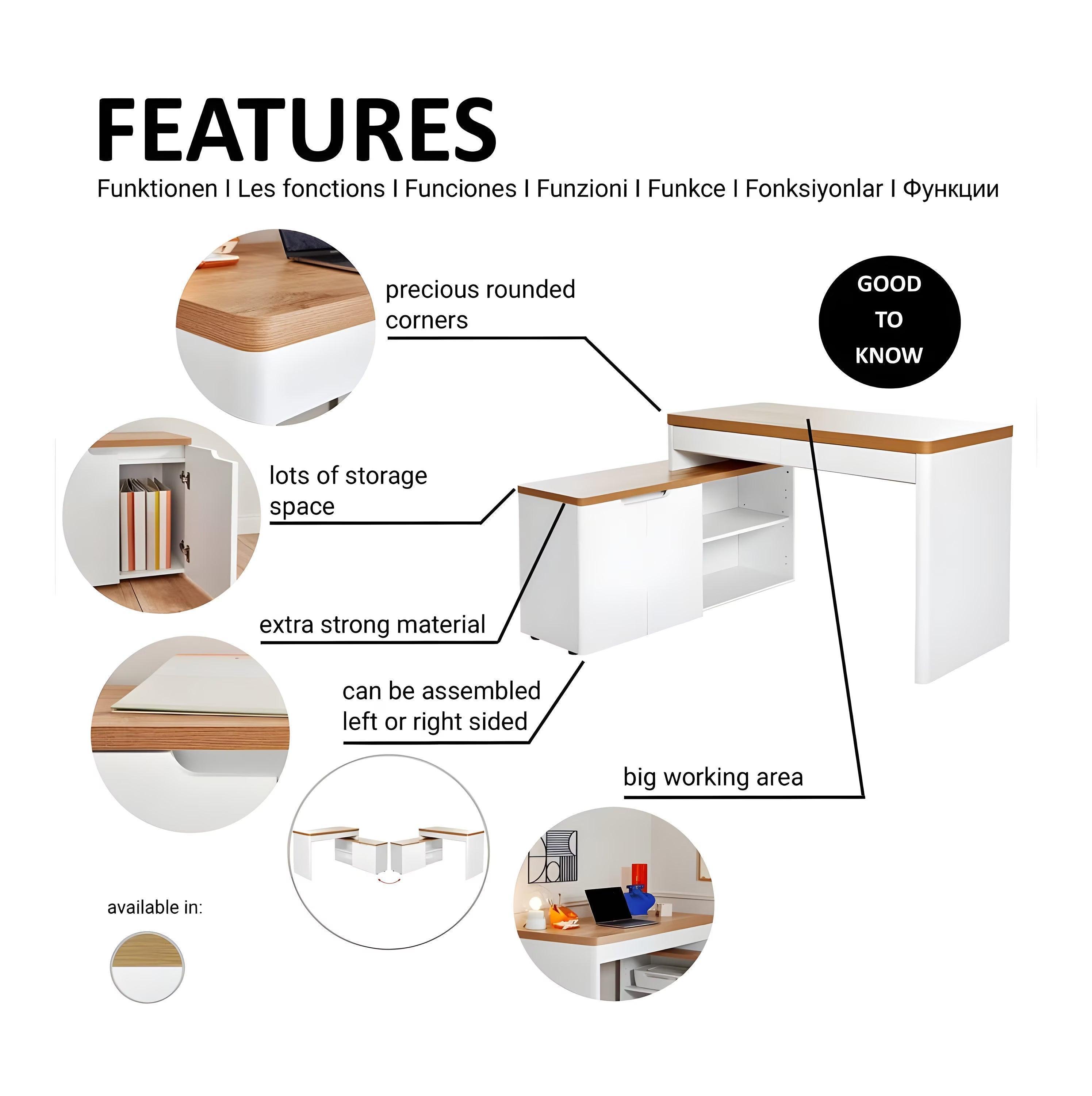 Morfield L-shaped computer Desk - YANDZ HOME