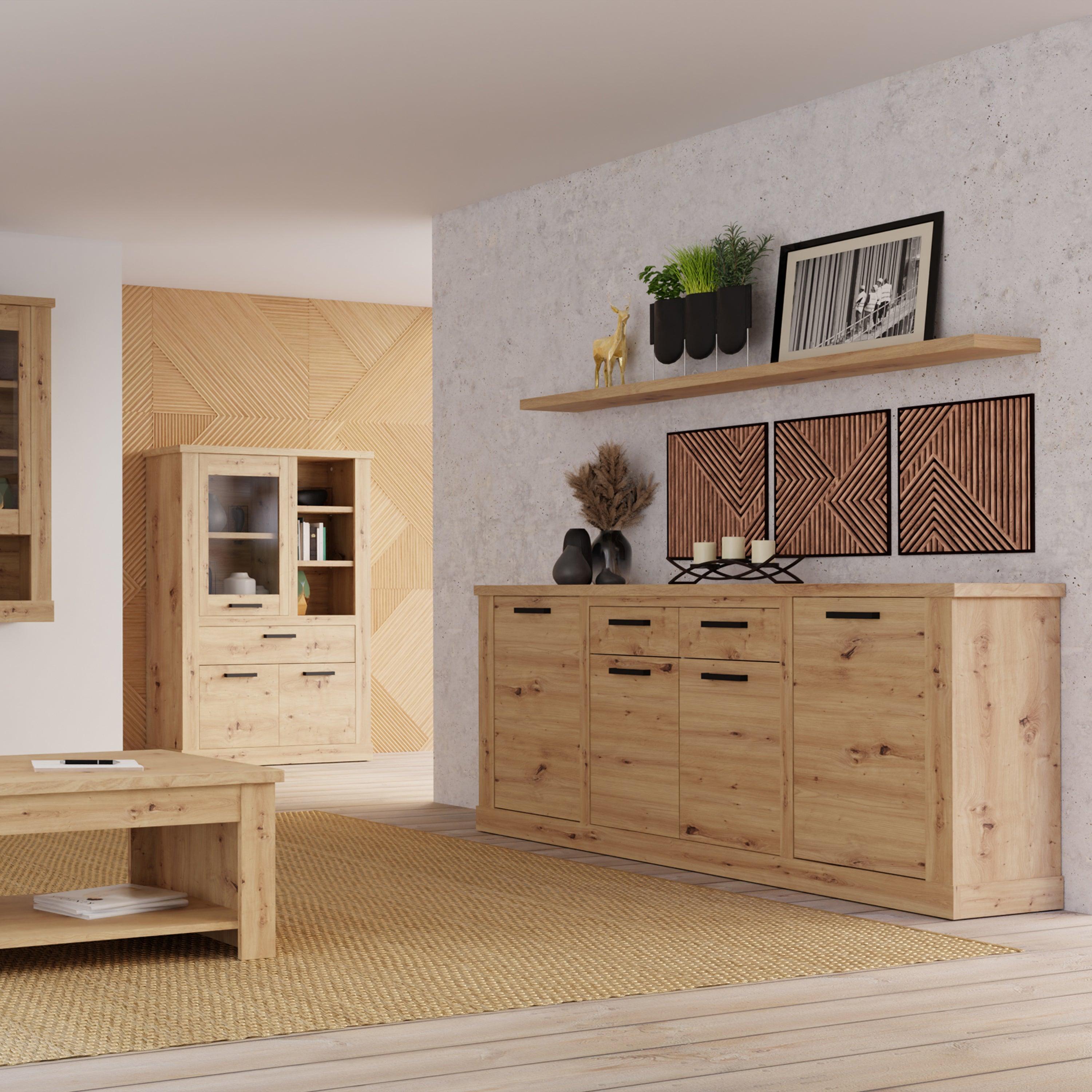 Cortez 4 Door 2 Drawer Sideboard in Artisan Oak - YANDZ HOME