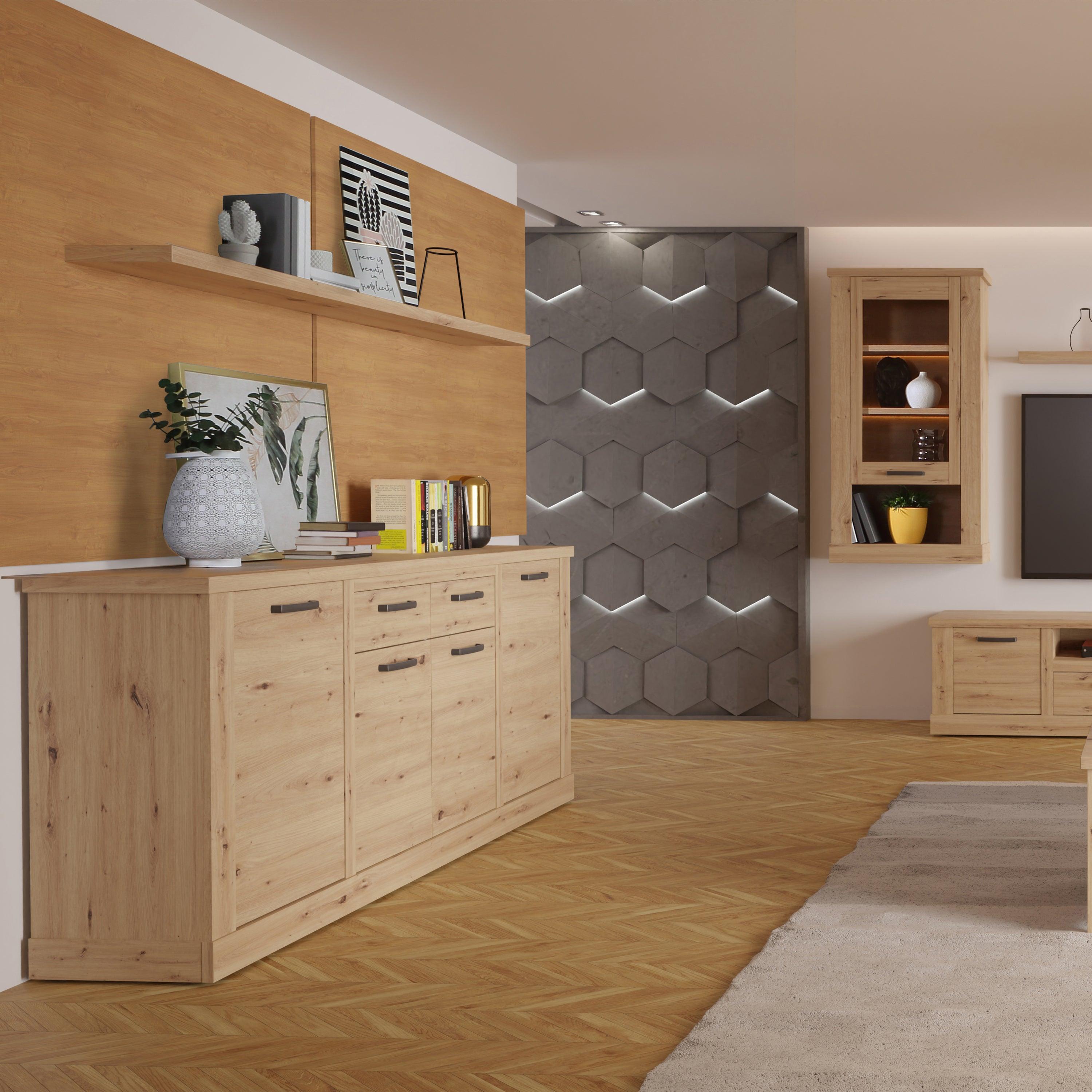 Cortez 4 Door 2 Drawer Sideboard in Artisan Oak - YANDZ HOME