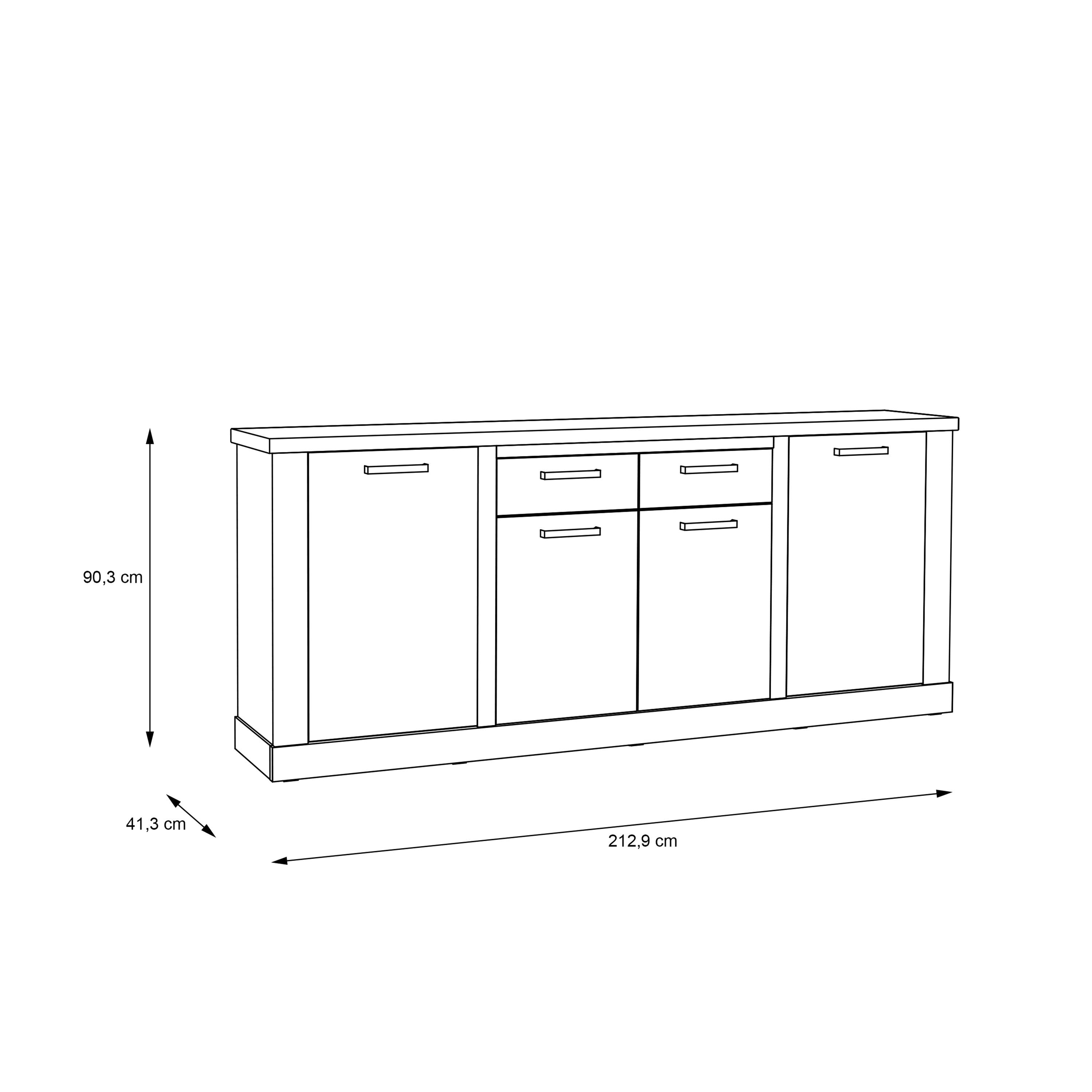 Cortez 4 Door 2 Drawer Sideboard in Artisan Oak - YANDZ HOME