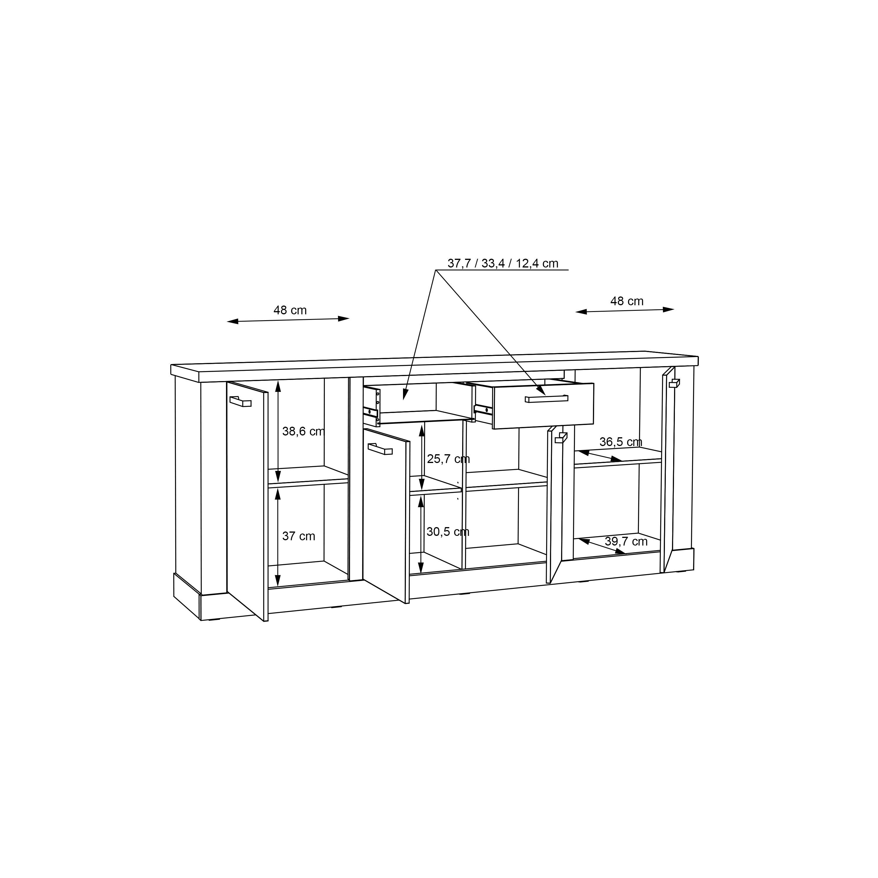 Cortez 4 Door 2 Drawer Sideboard in Artisan Oak - YANDZ HOME