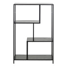Lina Asymmetrical Bookcase – Black Metal with 3 Shelves - YANDZ HOME