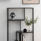 Lina Asymmetrical Bookcase – Black Metal with 3 Shelves - YANDZ HOME