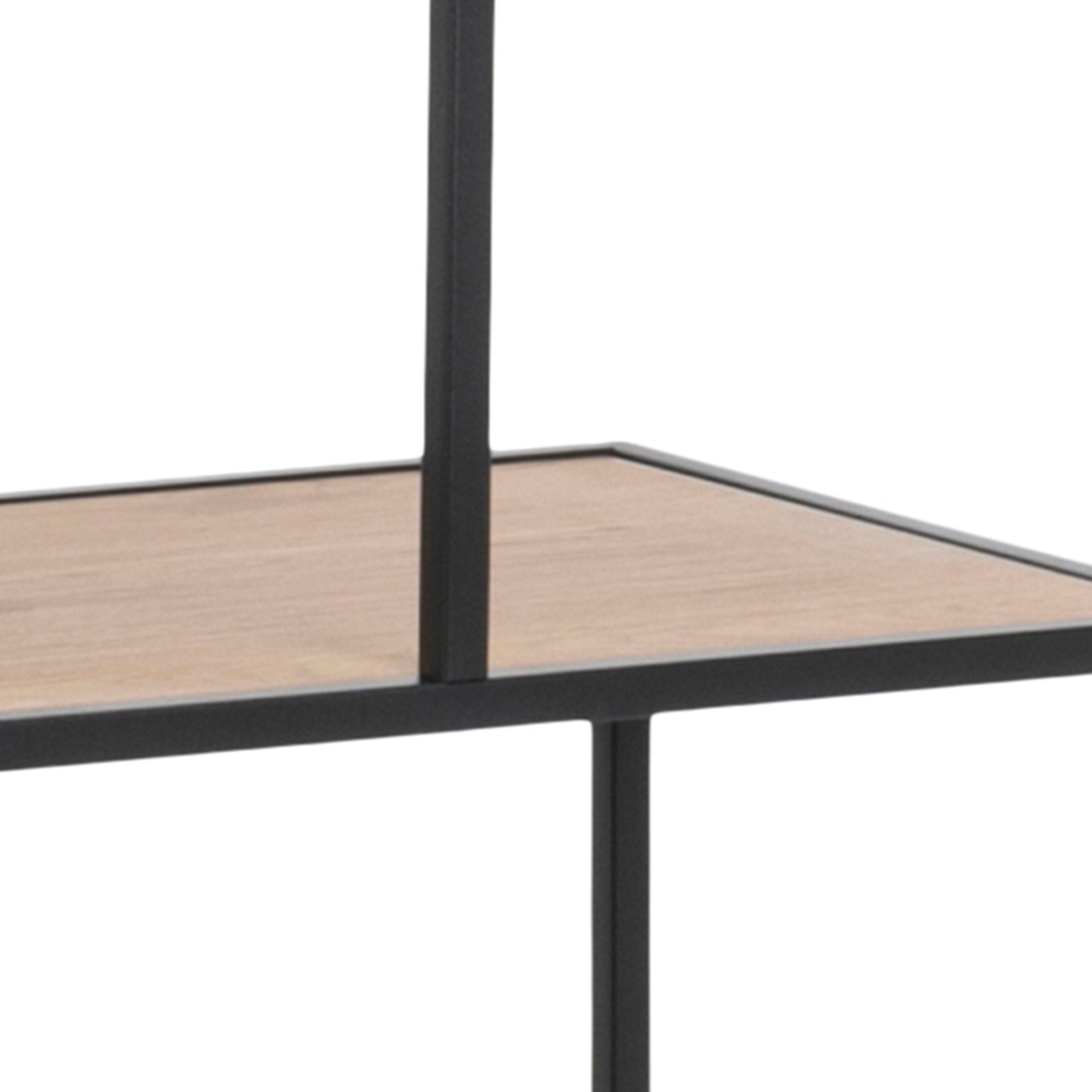 Kamila Large Asymmetrical Bookcase – Black Metal with 5 Shelves - YANDZ HOME