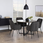 Amani Round Dining Table with Marble Effect Top - YANDZ HOME