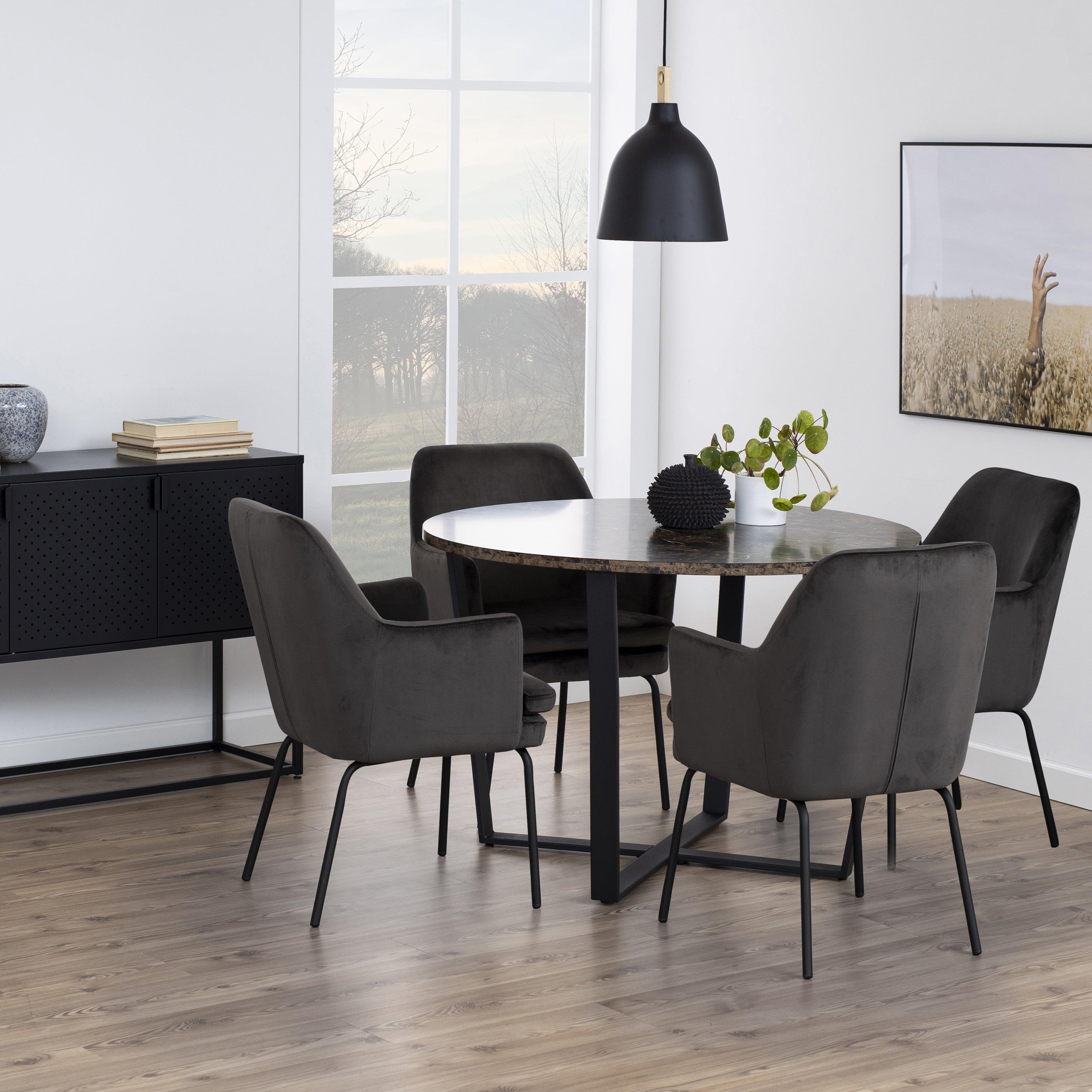 Amani Round Dining Table with Marble Effect Top - YANDZ HOME