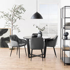 Amani Round Dining Table with Marble Effect Top - YANDZ HOME