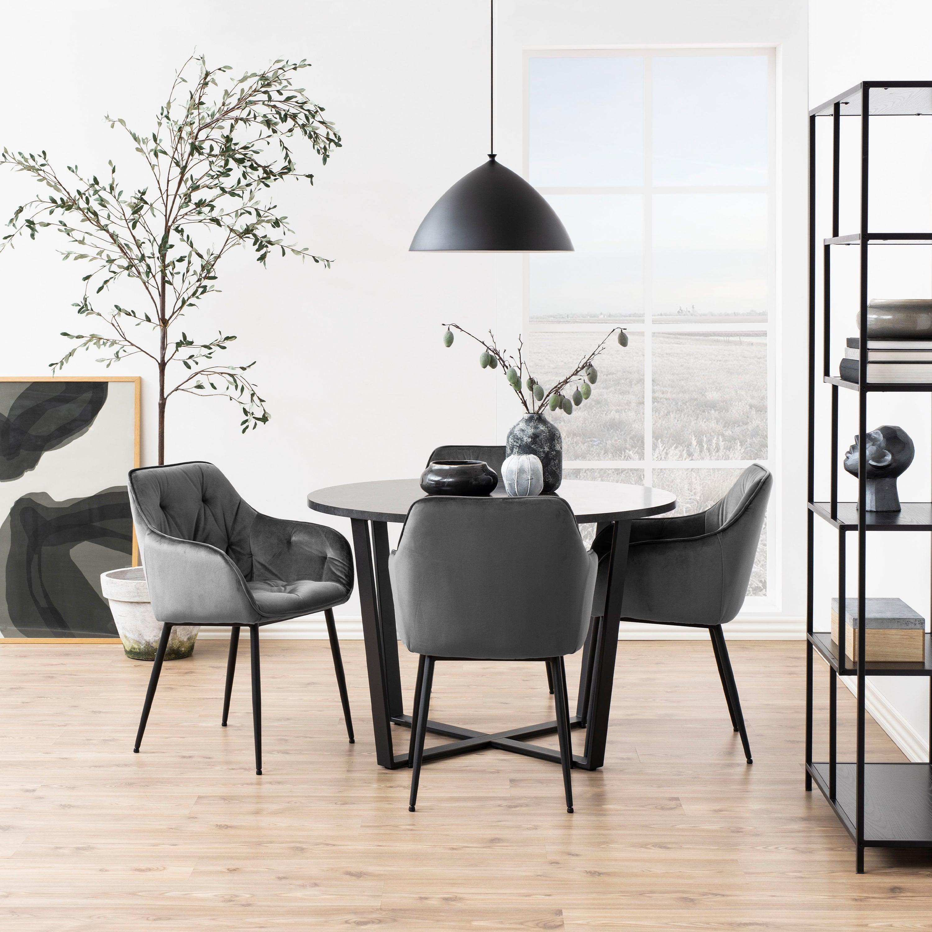 Amani Round Dining Table with Marble Effect Top - YANDZ HOME