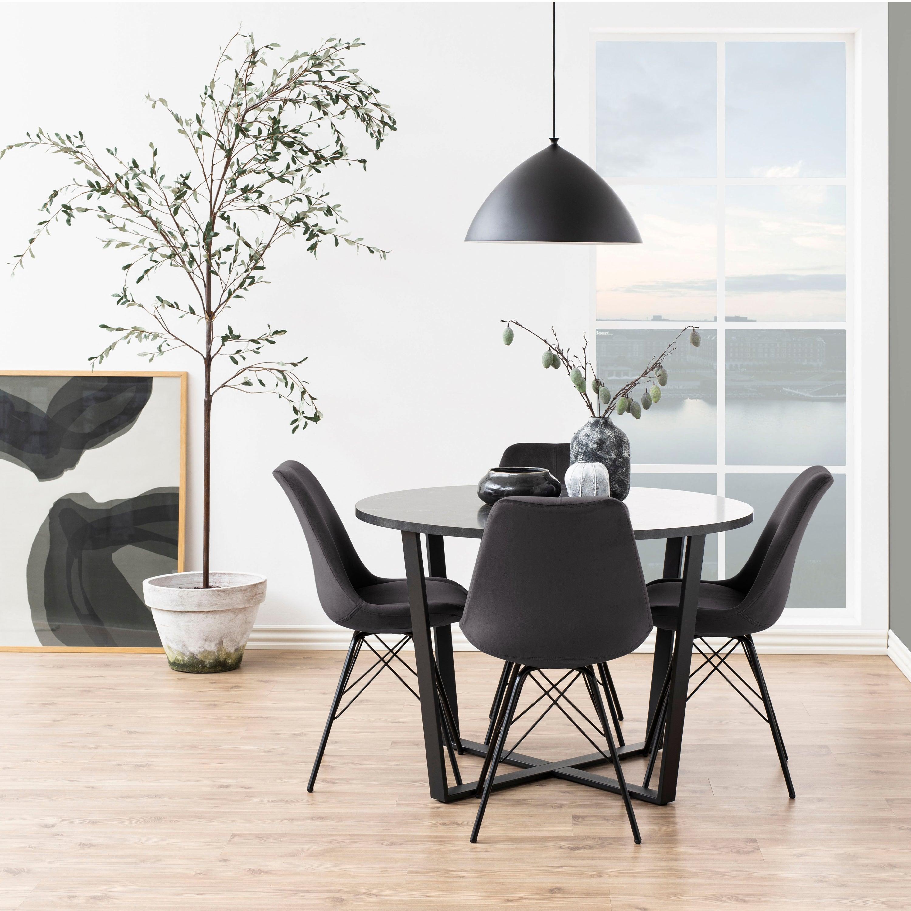 Amani Round Dining Table with Marble Effect Top - YANDZ HOME