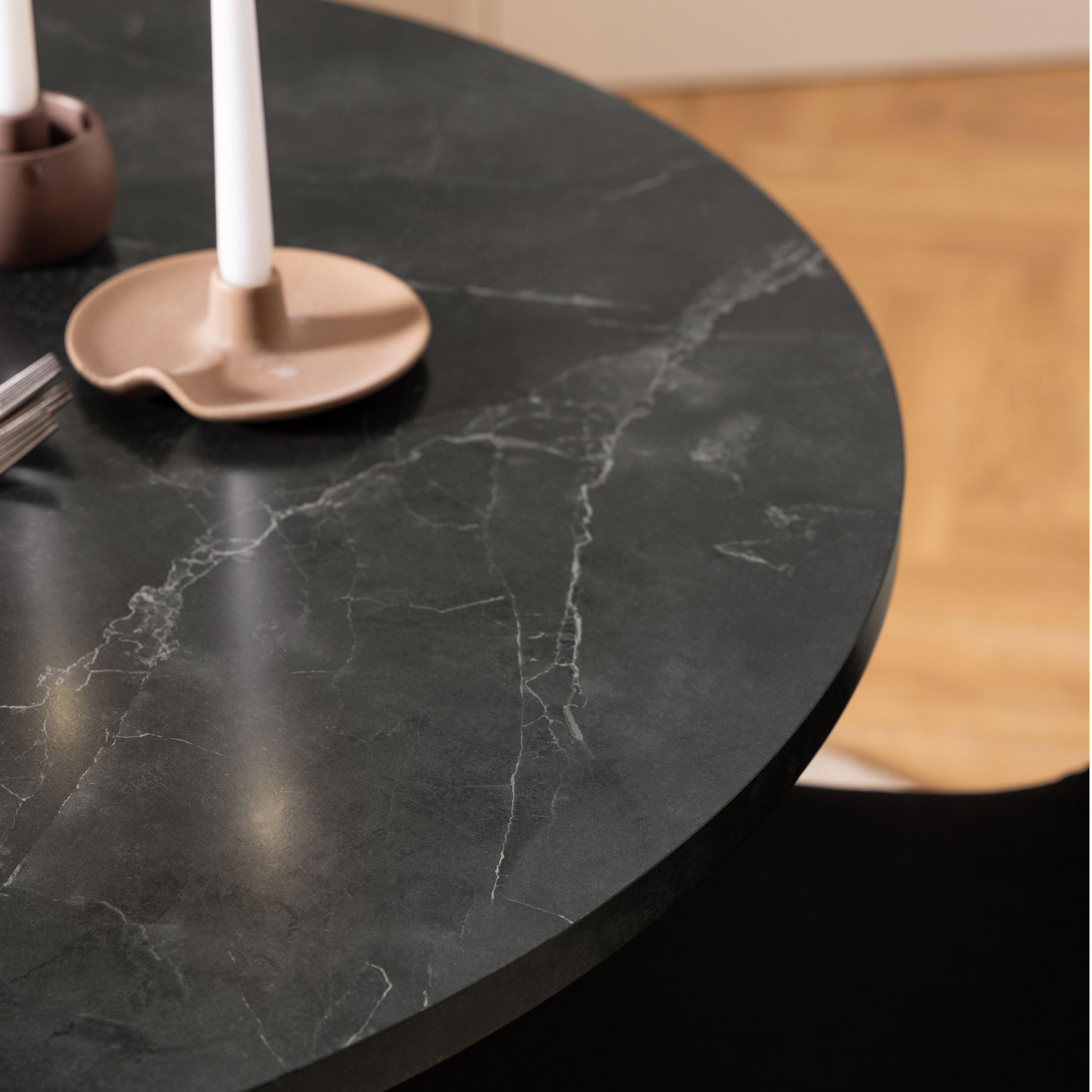 Amani Round Dining Table with Marble Effect Top - YANDZ HOME