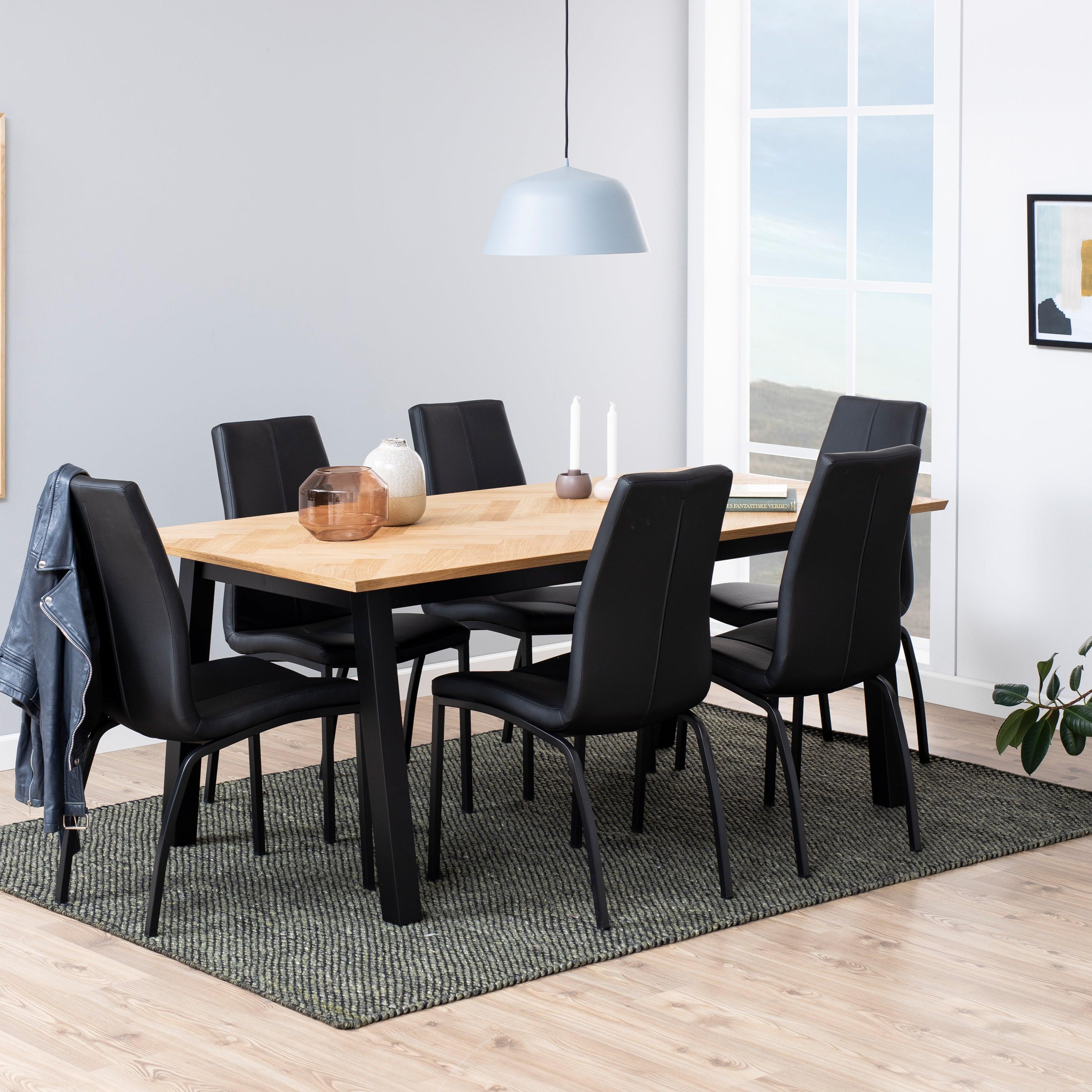 Savona Dining Table in Oak with Herringbone Effect - YANDZ HOME