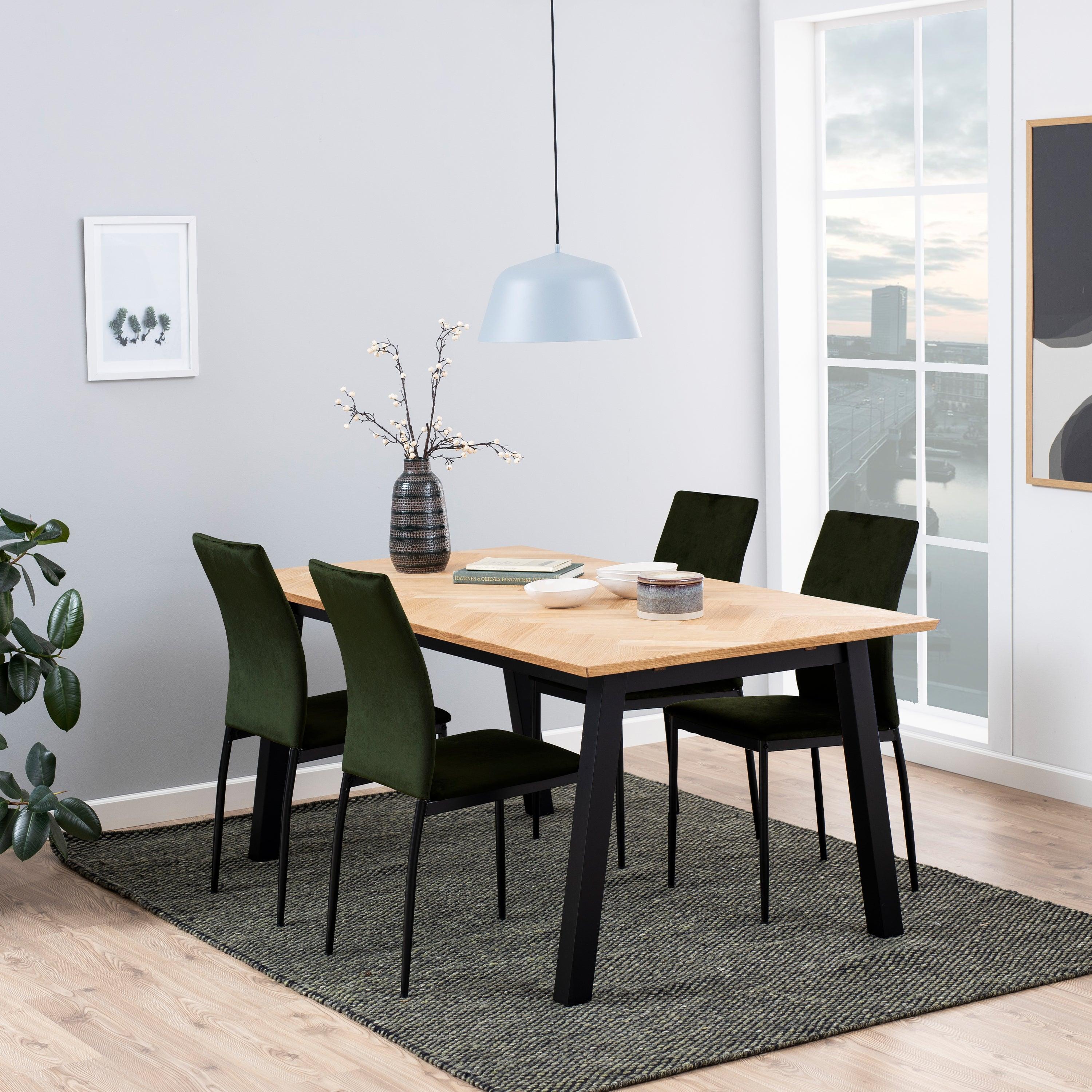Savona Dining Table in Oak with Herringbone Effect - YANDZ HOME