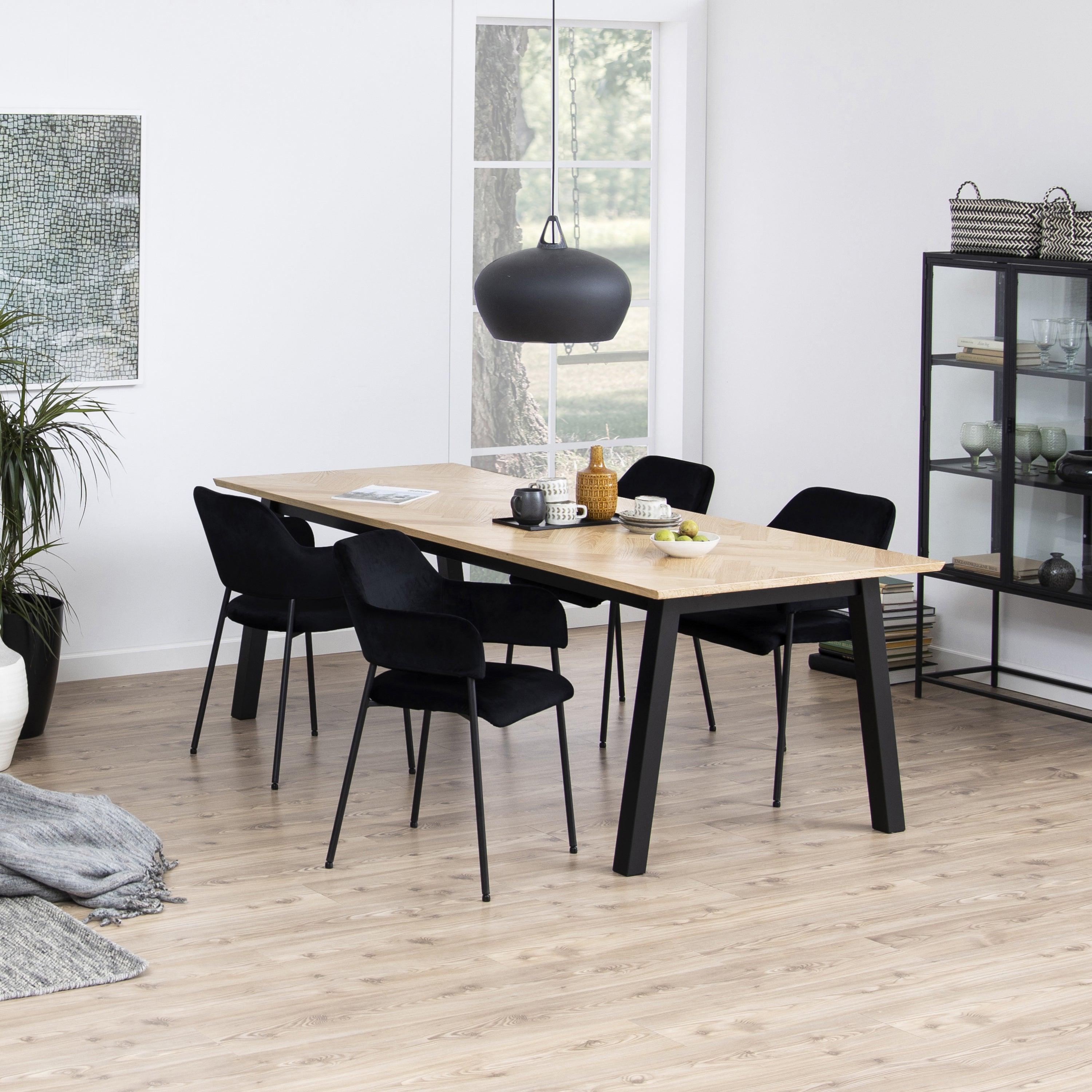 Savona Dining Table in Oak with Herringbone Effect - YANDZ HOME
