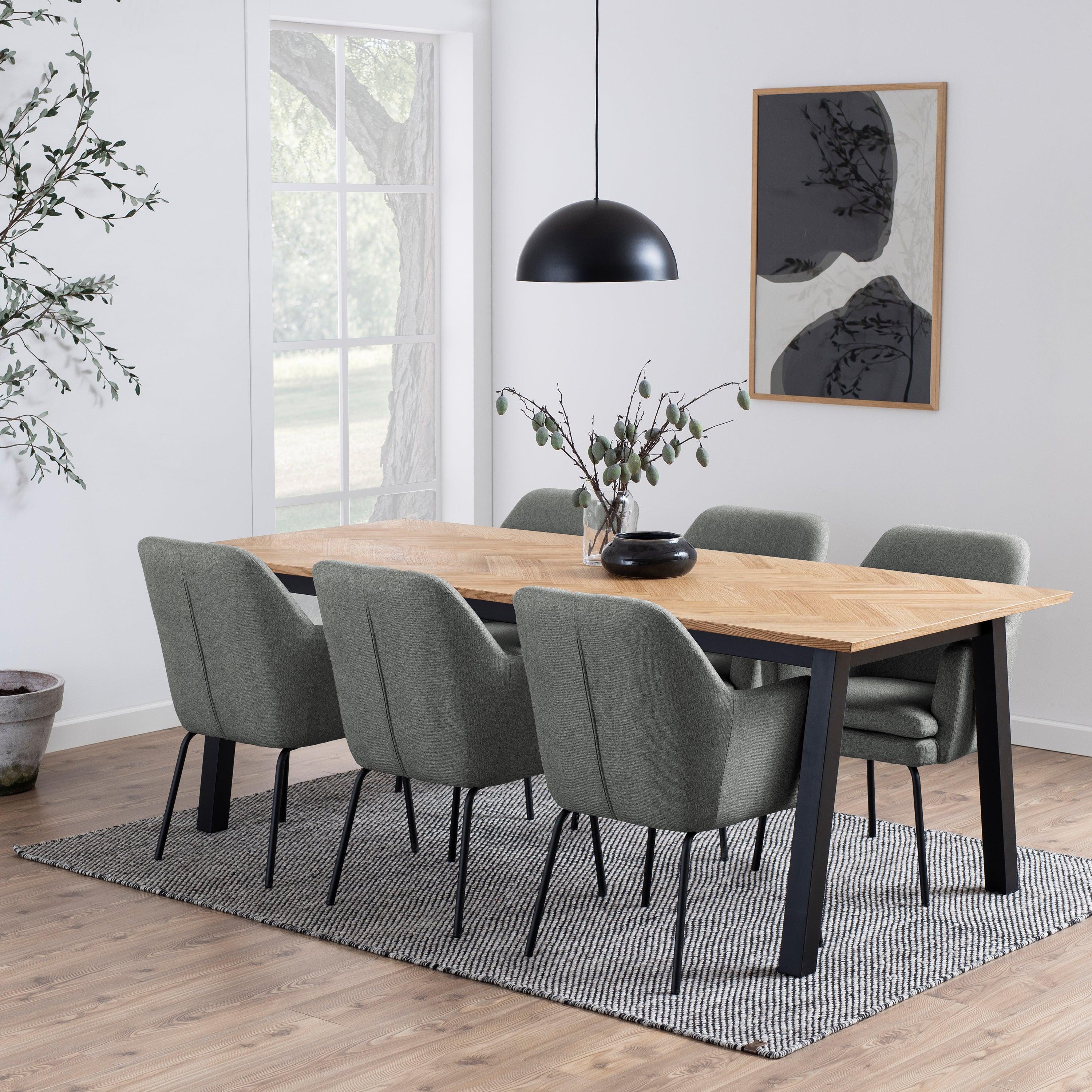 Savona Dining Table in Oak with Herringbone Effect - YANDZ HOME
