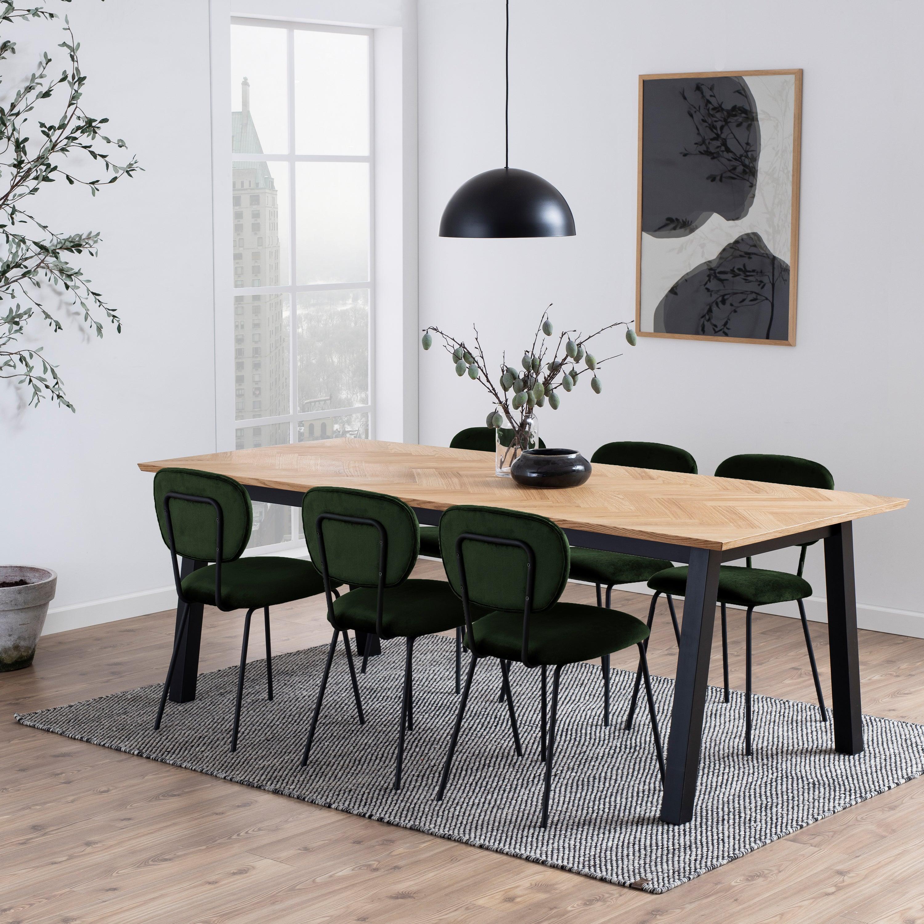Savona Dining Table in Oak with Herringbone Effect - YANDZ HOME