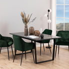 Amara Dining Table with Black Marble Effect Top and Black Legs - YANDZ HOME