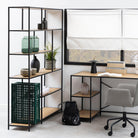 Elara Bookcase with 5 Shelves in Black and Oak - YANDZ HOME