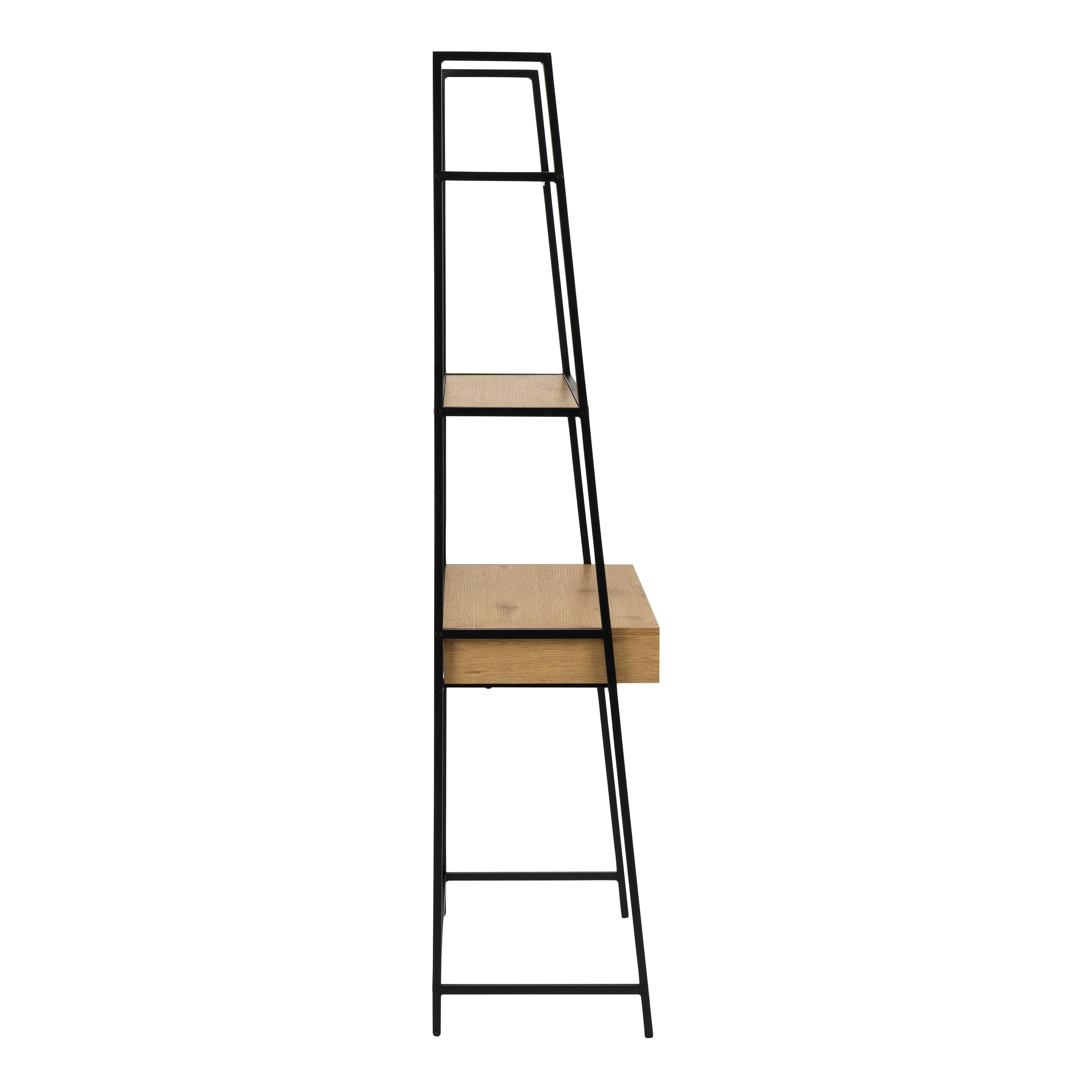 Selina Bookcase with 1 Drawer – Black Metal & Oak - YANDZ HOME
