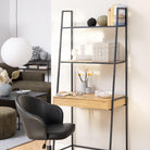 Selina Bookcase with 1 Drawer – Black Metal & Oak - YANDZ HOME