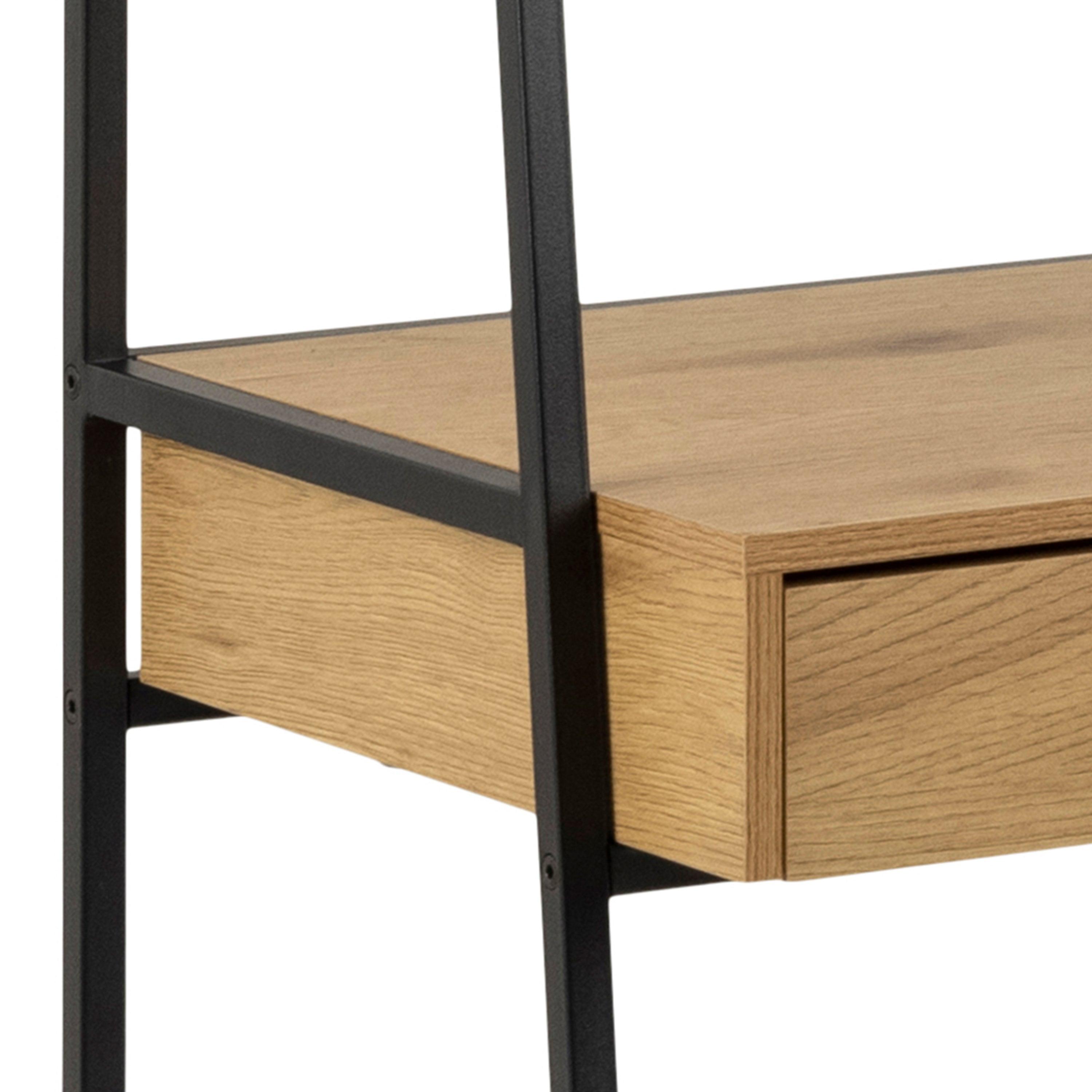 Selina Bookcase with 1 Drawer – Black Metal & Oak - YANDZ HOME