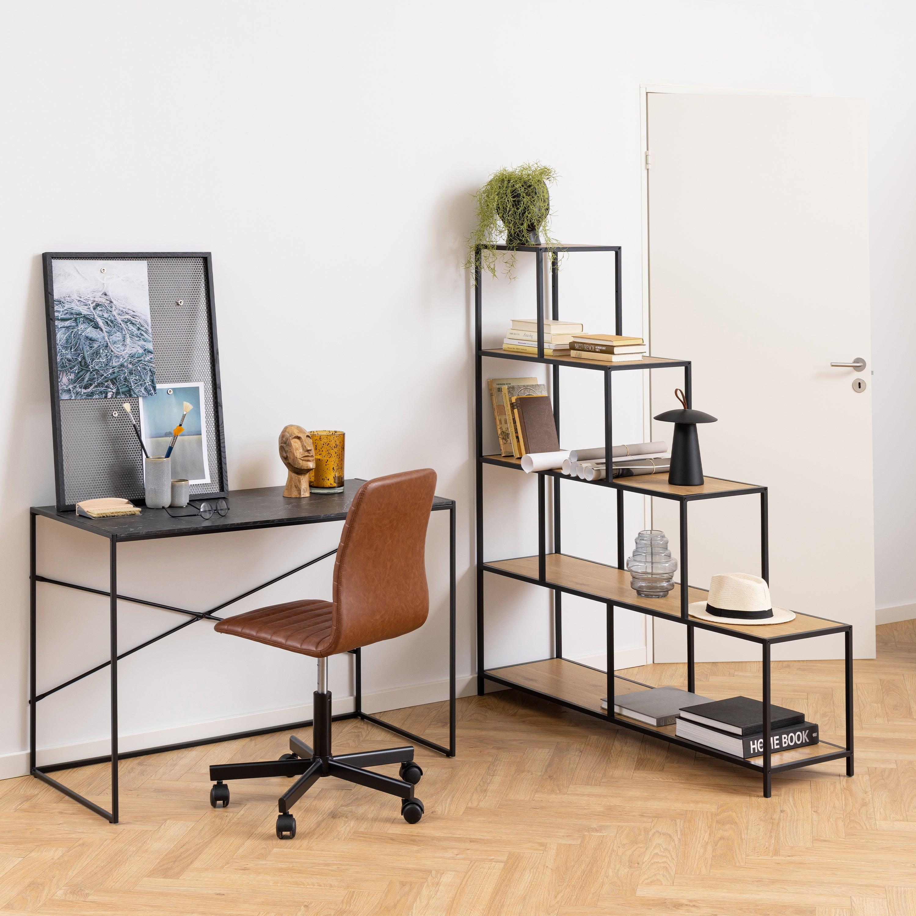 Celeste Bookcase with 4 Shelves – Black Metal & Wild Oak - YANDZ HOME