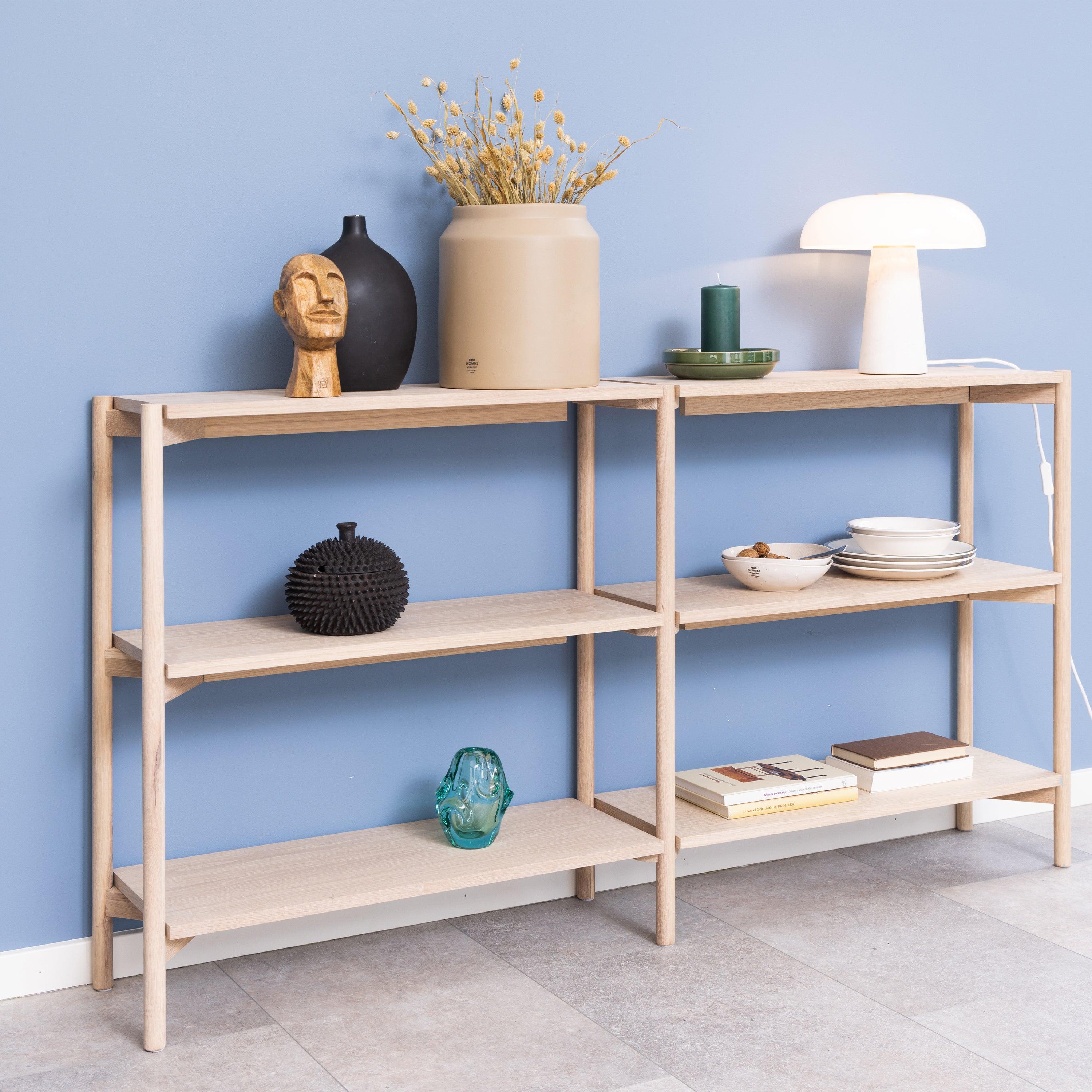 Lena Bookcase with 4 Shelves in White Oak Veneer - YANDZ HOME