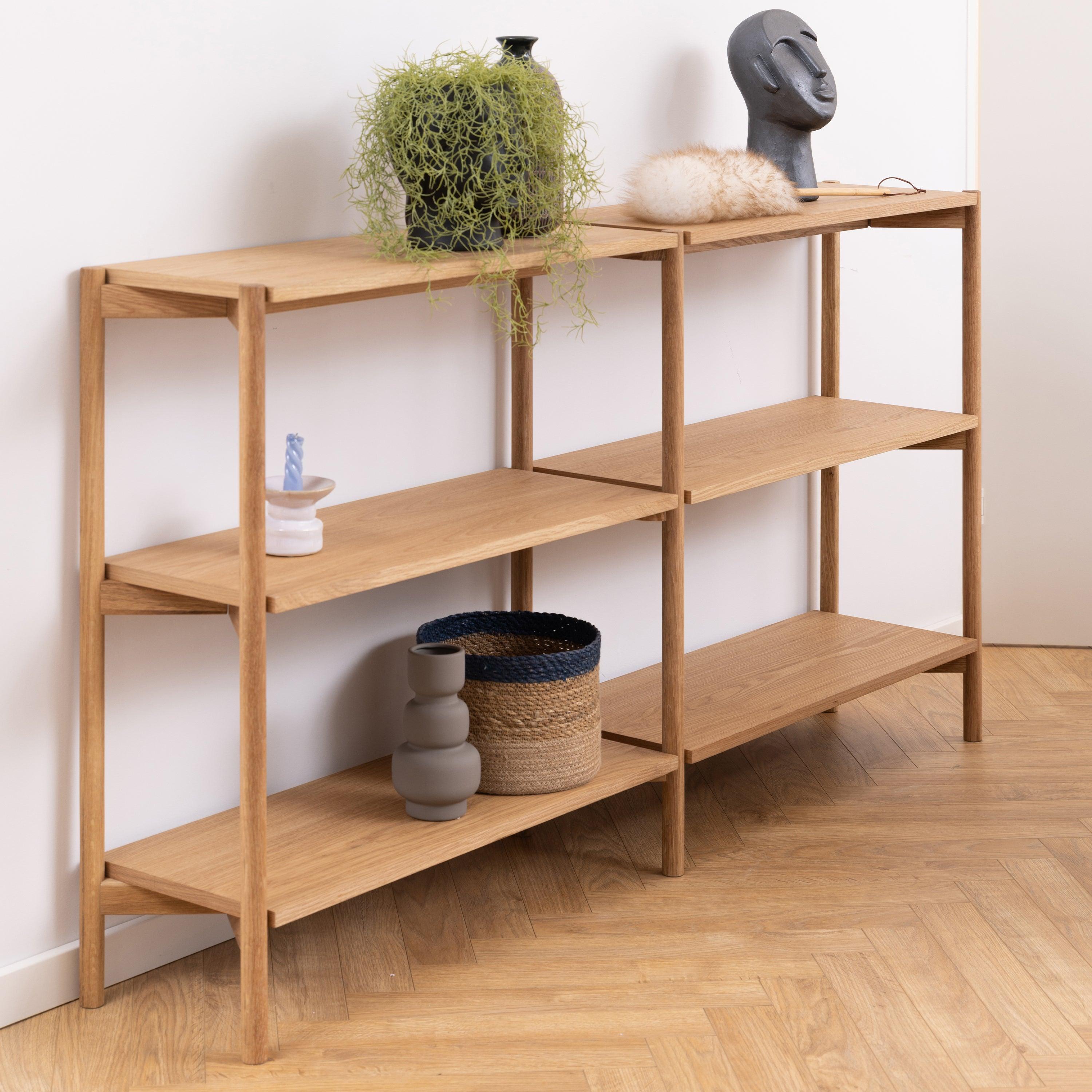 Lena Bookcase with 4 Shelves in White Oak Veneer - YANDZ HOME