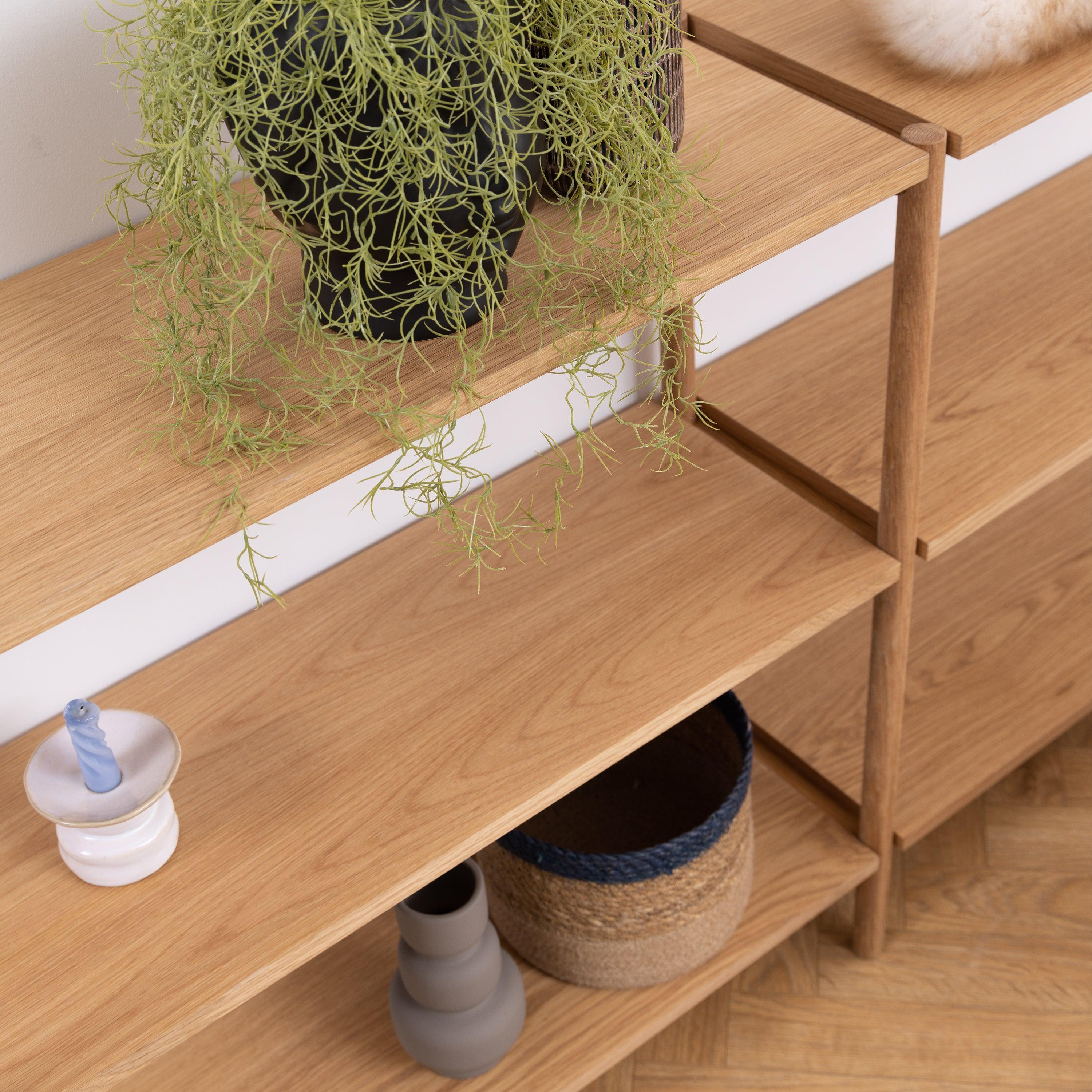 Lena Bookcase with 4 Shelves in White Oak Veneer - YANDZ HOME