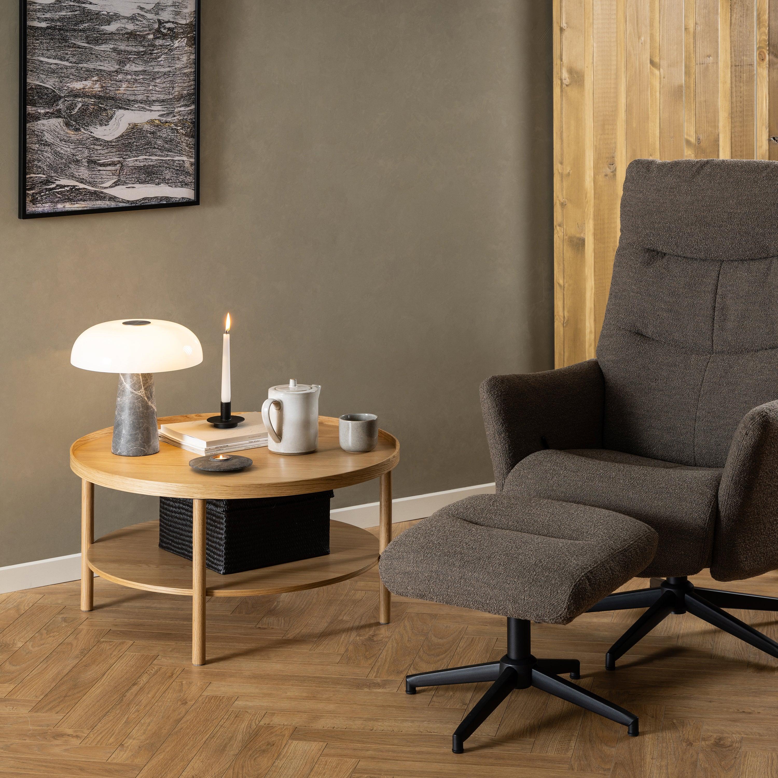 Oakridge Round Coffee Table in Oak – 80x42 cm - YANDZ HOME