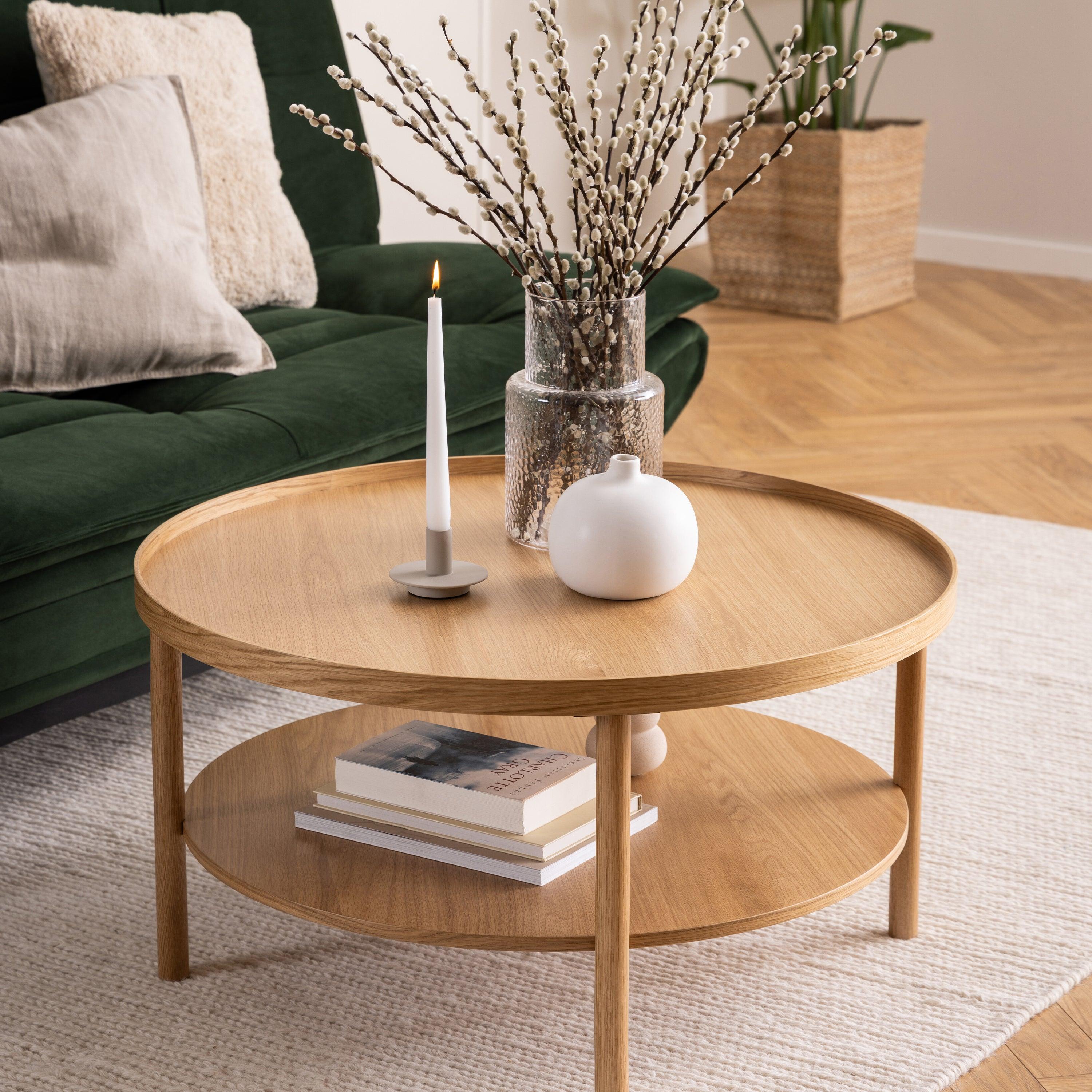 Oakridge Round Coffee Table in Oak – 80x42 cm - YANDZ HOME