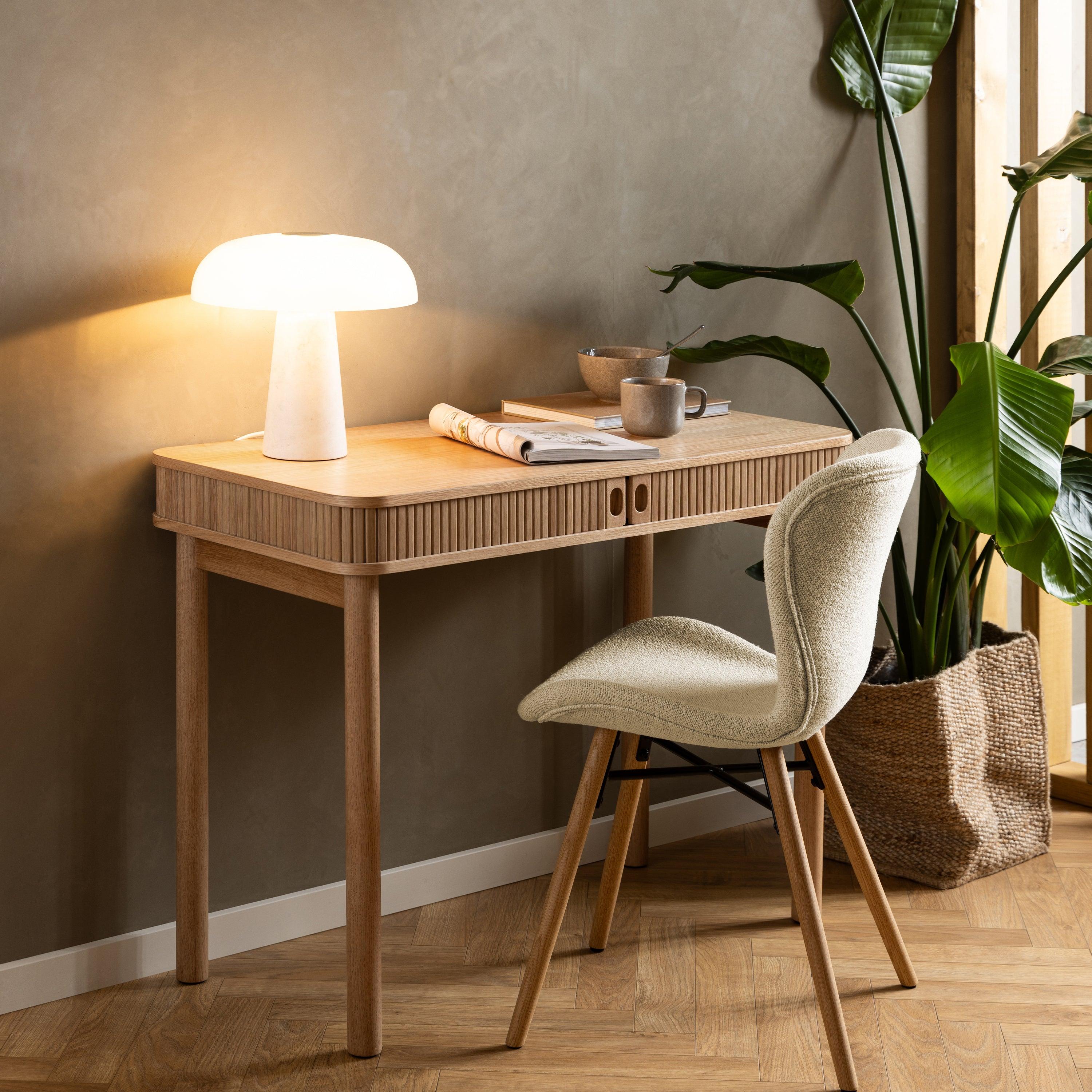 Everett Oak Desk with Tambour Doors - YANDZ HOME