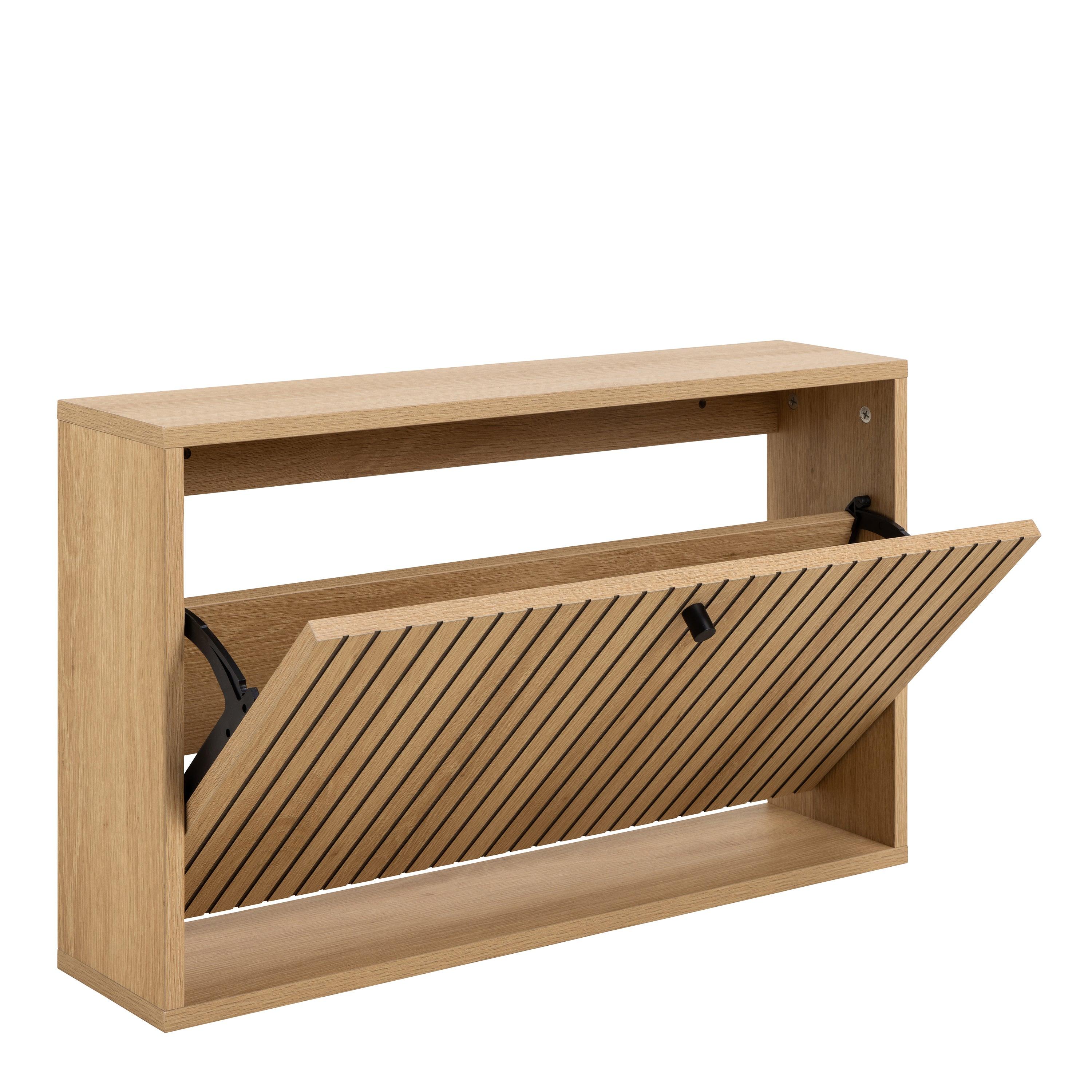 Aldwyn Shoe Cabinet 1 Flip Down Door in Oak - YANDZ HOME