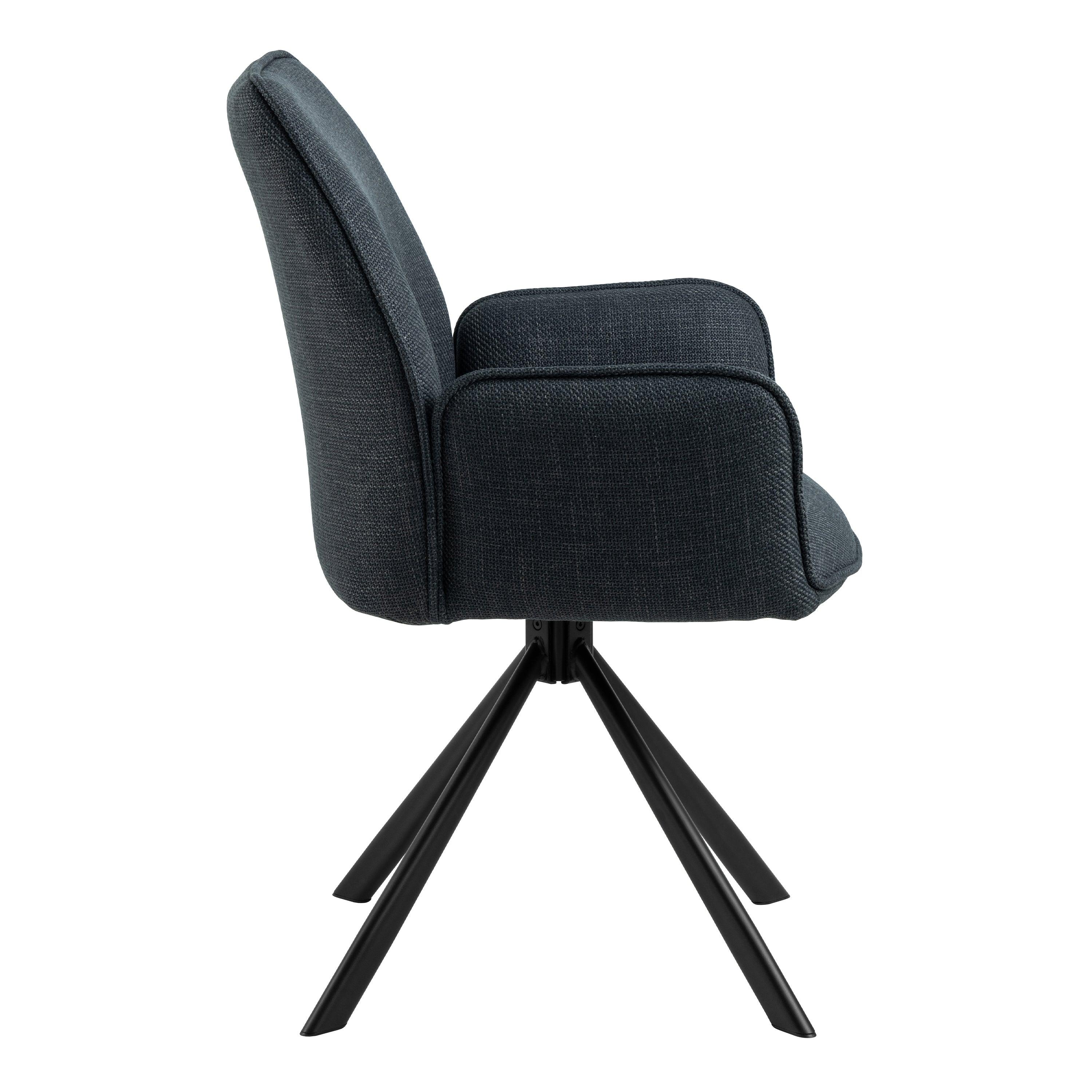 Elora Dining Chair with Armrest and Swivel Function in Grey - YANDZ HOME