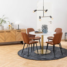 Corey Round Dining Table in White Marble Top - YANDZ HOME